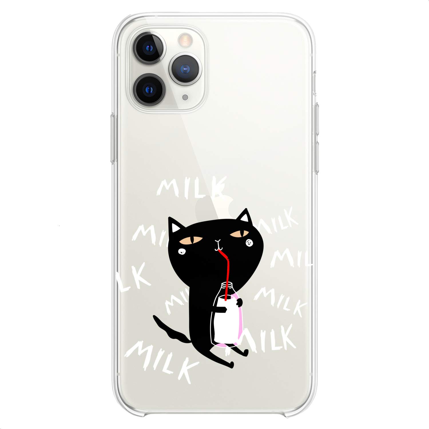 Premium TPU Phone Case for iPhone 16/15/14/13/12/11 Pro Max/Plus/Mini/XS/XR/X/8+/7/6/5/SE - Cute Kawaii Cat Design with Milky Clear Silicone Protection | Slim Fit, Flexible & Durable | Perfect for Everyday Use, Gift Giving & Cat Lovers