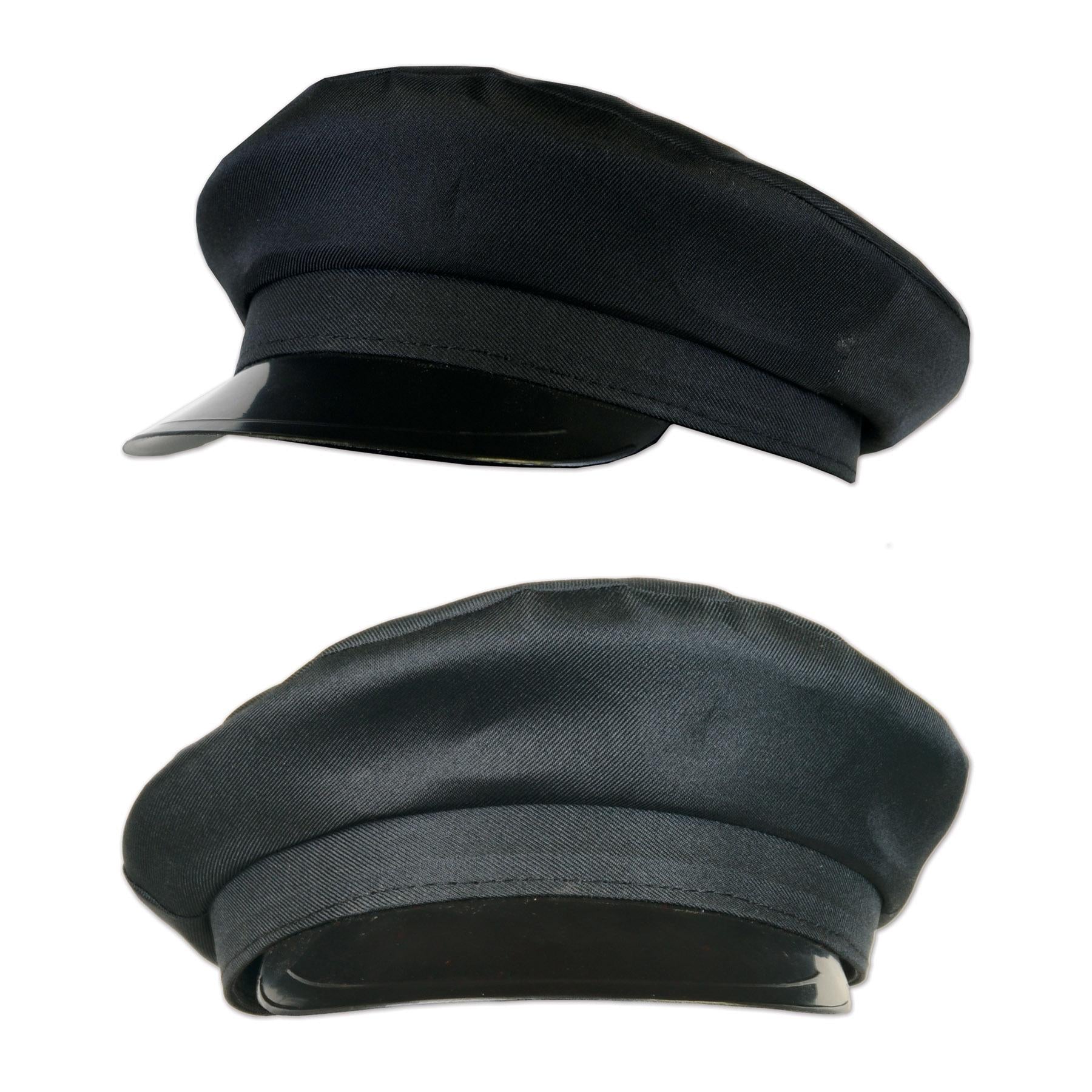 12 Pack Beistle Chauffeur Hats - Classic Black Driver Caps for Costumes, Parties & Events - Perfect for Halloween, Themed Parties and Role Play