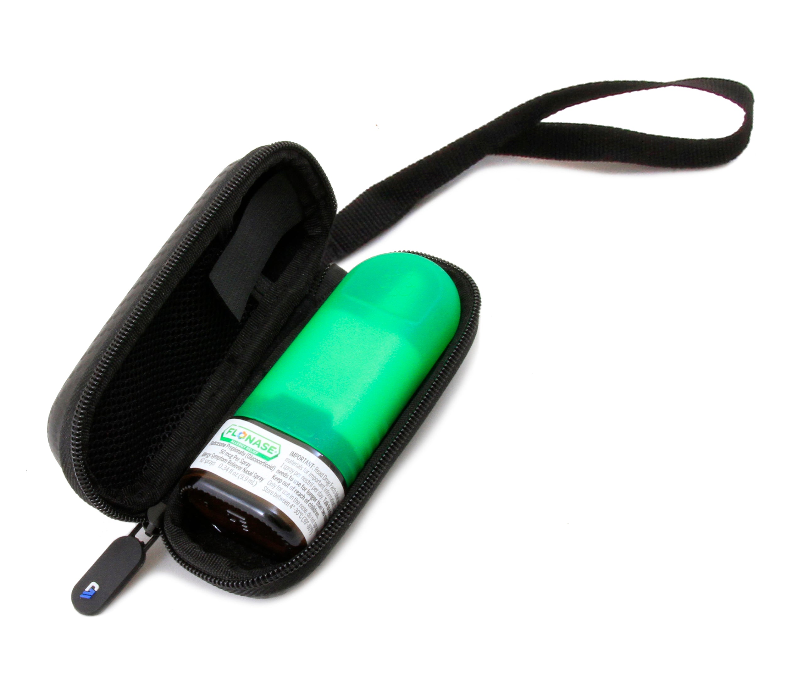 Flonase Nasal Spray Travel Case - Protective Holder with Wrist Strap & Carabiner Clip for Allergy Relief On-The-Go | Perfect for Hiking, Gym & Airplane Travel