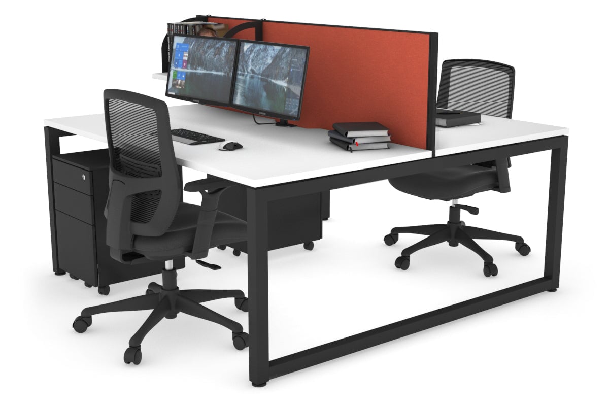 Quadro Loop Legs 2 Person Office Workstation - 1600L x 800W with Cable Management - Modern Shared Desk for Collaborative Workspaces & Home Offices