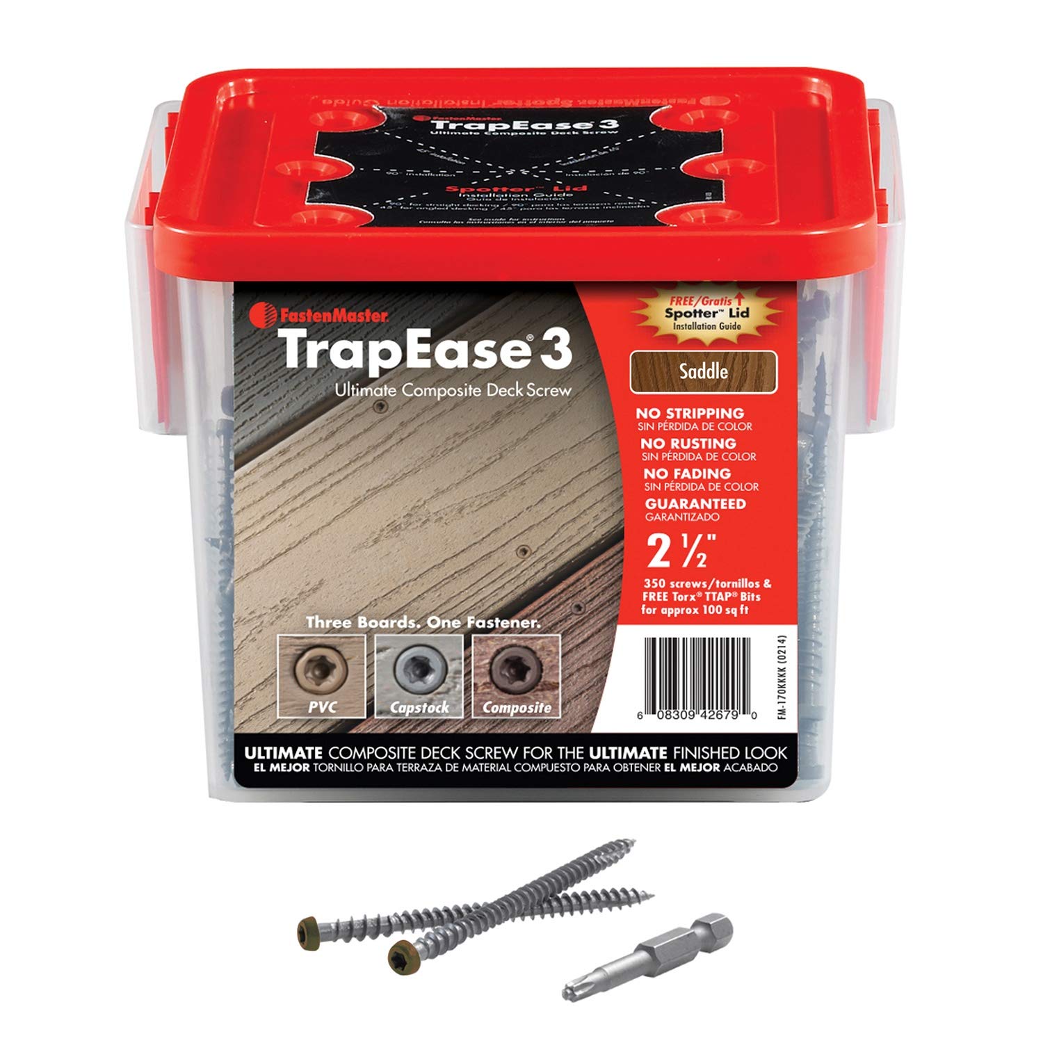 FASTENMASTER Deck Screw Composite Saddle - Heavy Duty Corrosion Resistant Fasteners for Wood Decks, Fences & Outdoor Structures