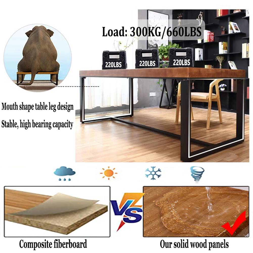 Industrial Solid Wood Computer Desk for Home Office & Gaming - 102.4