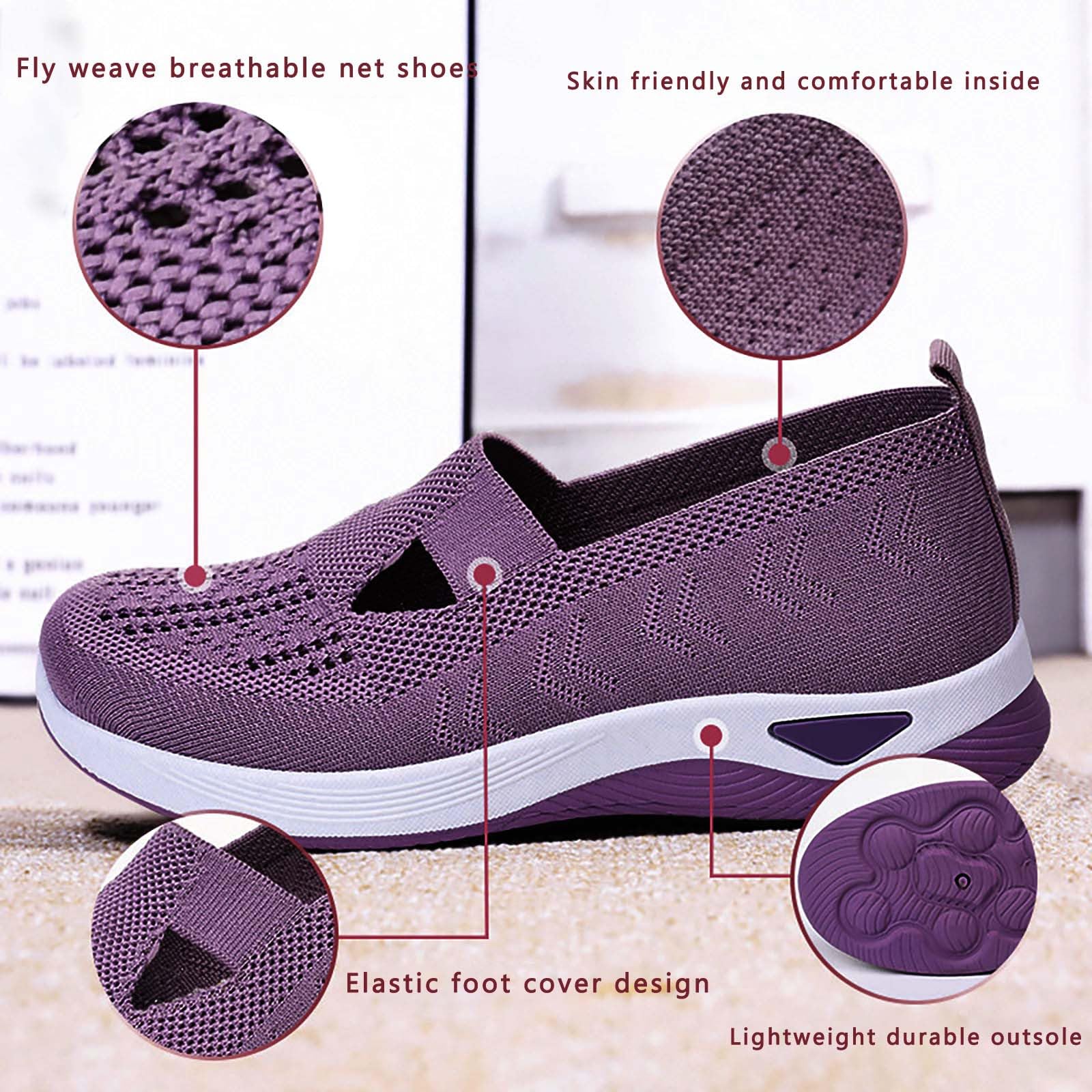 Women's Orthopedic Breathable Soft Walking Shoes - Slip On Diabetic Sneakers with Arch Support & Memory Foam | Comfortable Hands-Free Shoes for Walking, Travel & Daily Wear