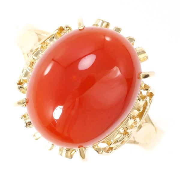 18K Yellow Gold Coral Ring for Women - Elegant Handmade Jewelry Gift for Her - Perfect for Weddings, Anniversaries & Special Occasions