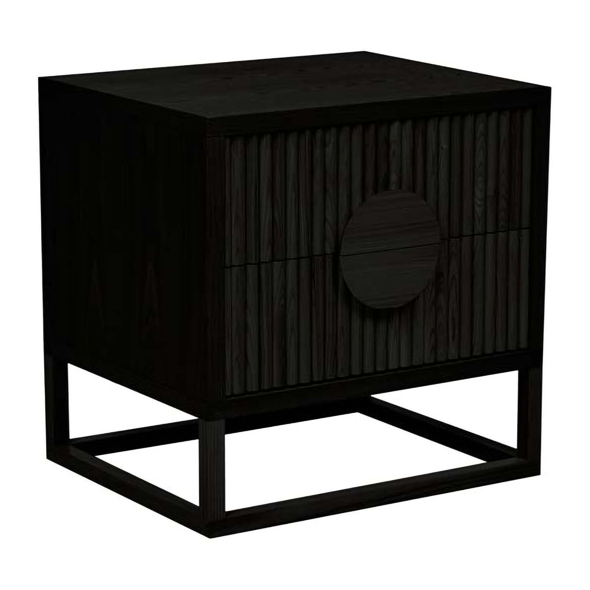 Benjamin Ripple Bedside Table - Modern Nightstand with Storage Shelf & USB Port - Perfect for Bedroom, Living Room, or Office Use