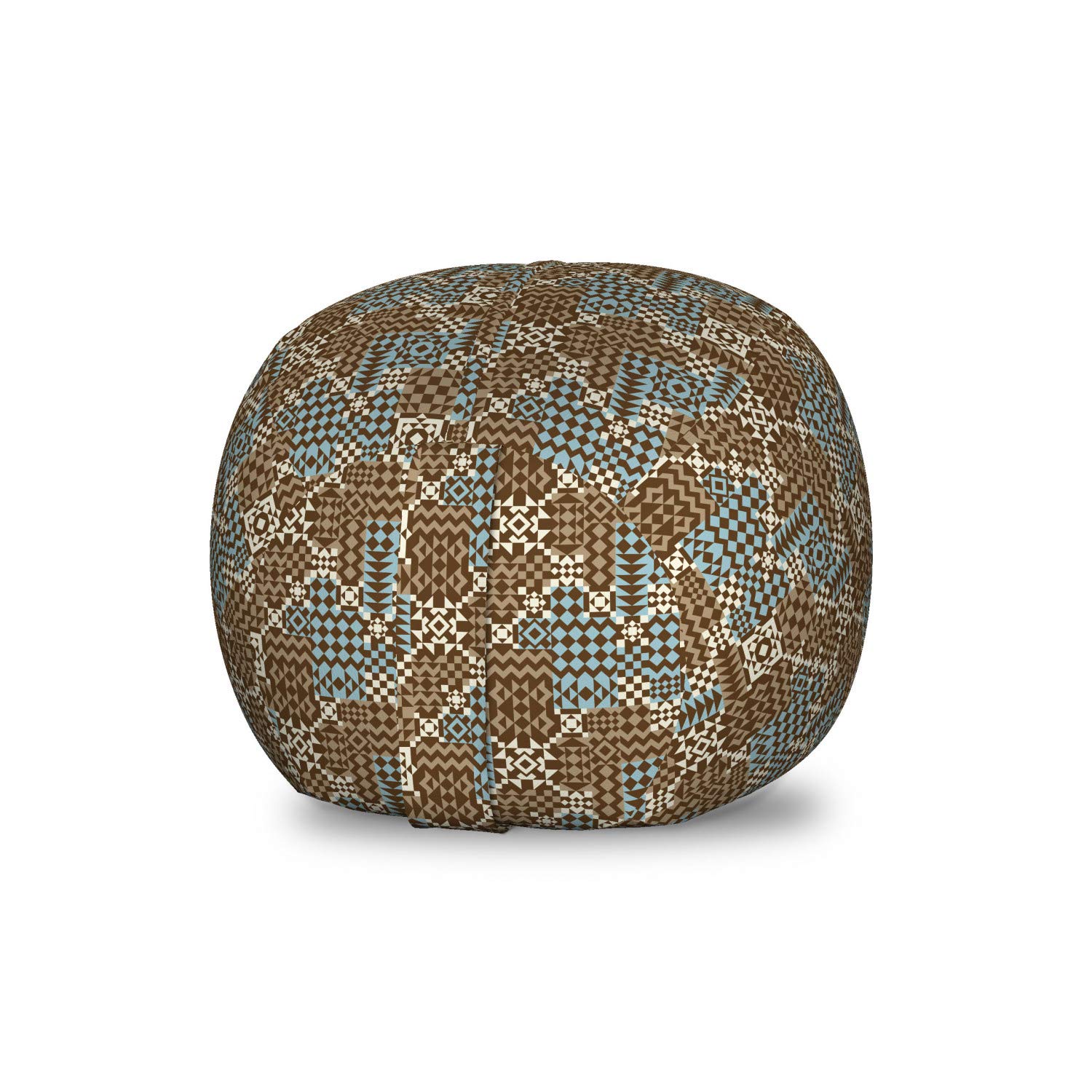 Ambesonne Abstract Storage Toy Bag Chair - Autumn Tones Geometric Print Stuffed Animal Organizer, Washable Small Size Cocoa Slate Blue - Perfect for Kids' Room, Playroom & Nursery Organization