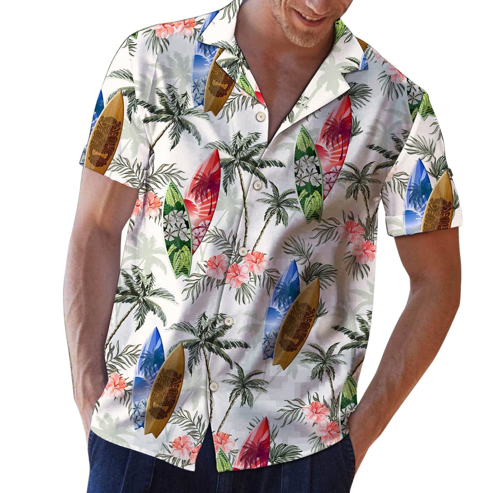 Mkokoxie Men's Floral Button Down Shirt - Long Sleeve Casual Shirt for Work & Outings