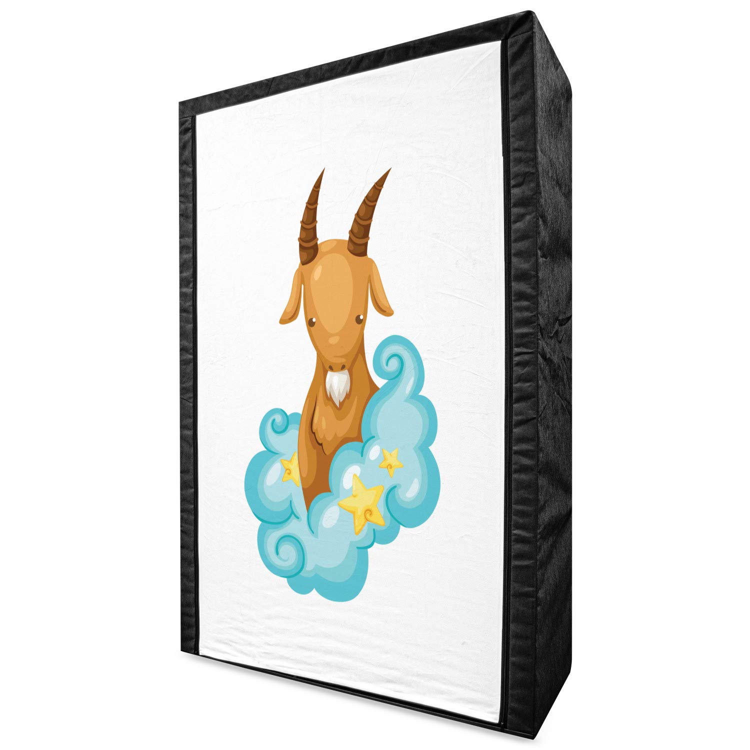 Ambesonne Zodiac Capricorn Portable Fabric Wardrobe - Astrology Themed Cartoon Goat with Horns in Clouds - 42.5