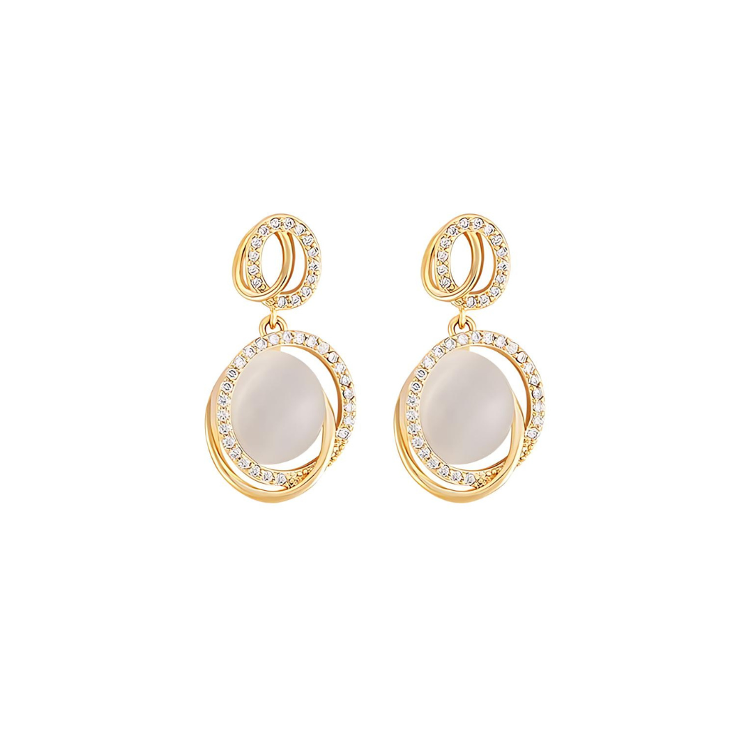 Geometric Oval Cat Eye Drop Earrings for Women | HE3381 | Elegant Dangle Earrings for Party, Wedding & Evening Wear