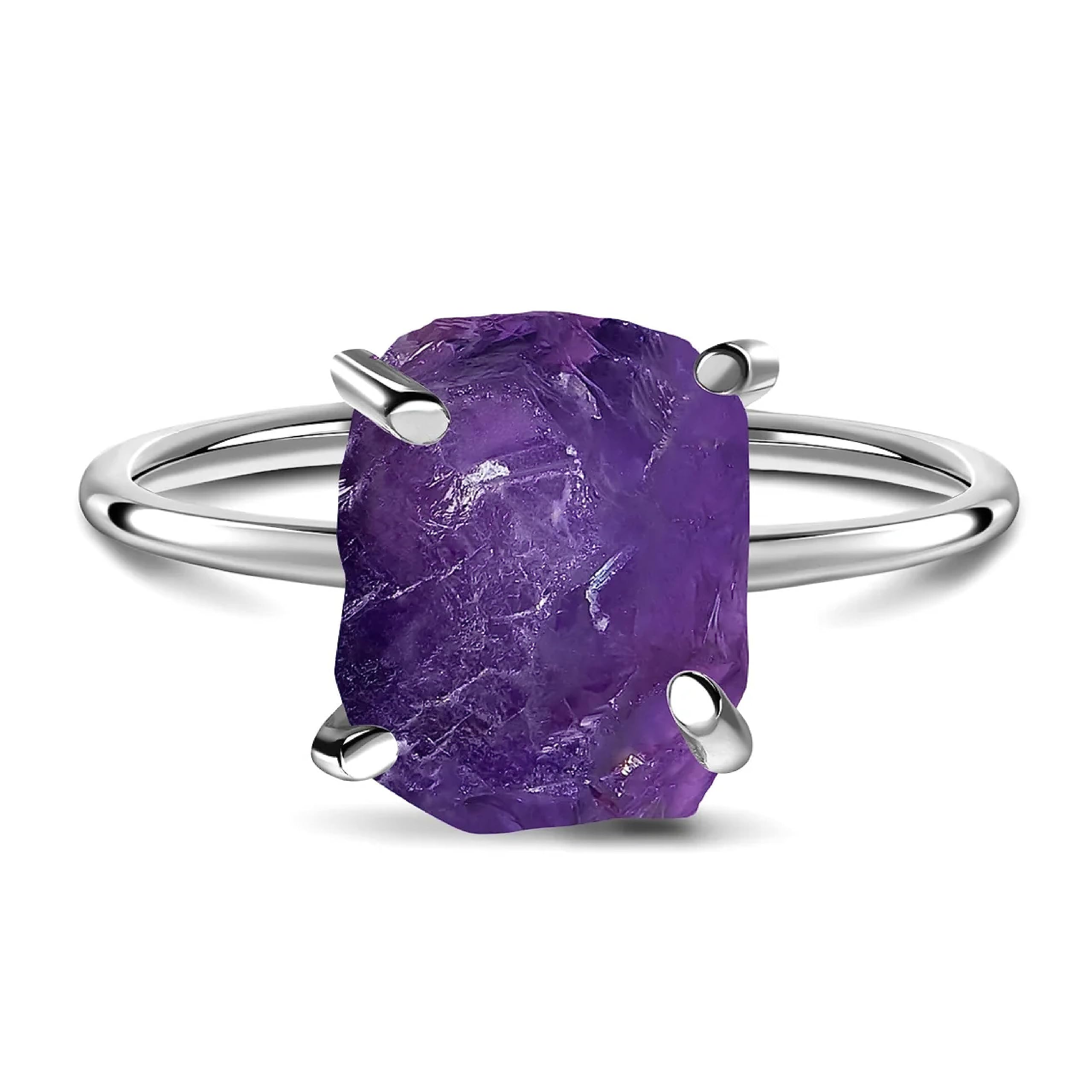Moon Magic - Genuine Moonstone, Amethyst, Rose Quartz & Aquamarine Rings in 925 Sterling Silver & 18K Rose Gold | Raw Crystal Jewelry for Women | Perfect for Spiritual Healing, Meditation & Boho Fashion