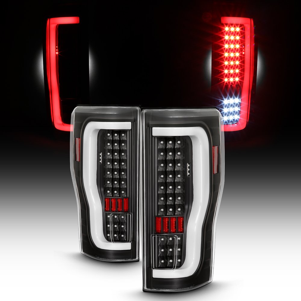 AKKON Full LED DRL Bar Tail Lights for 2017-2019 Ford F250 F350 Super Duty - Black Housing with Clear Lens - Upgrade Your Truck's Style & Visibility (Perfect for Night Driving & Off-Road Adventures)