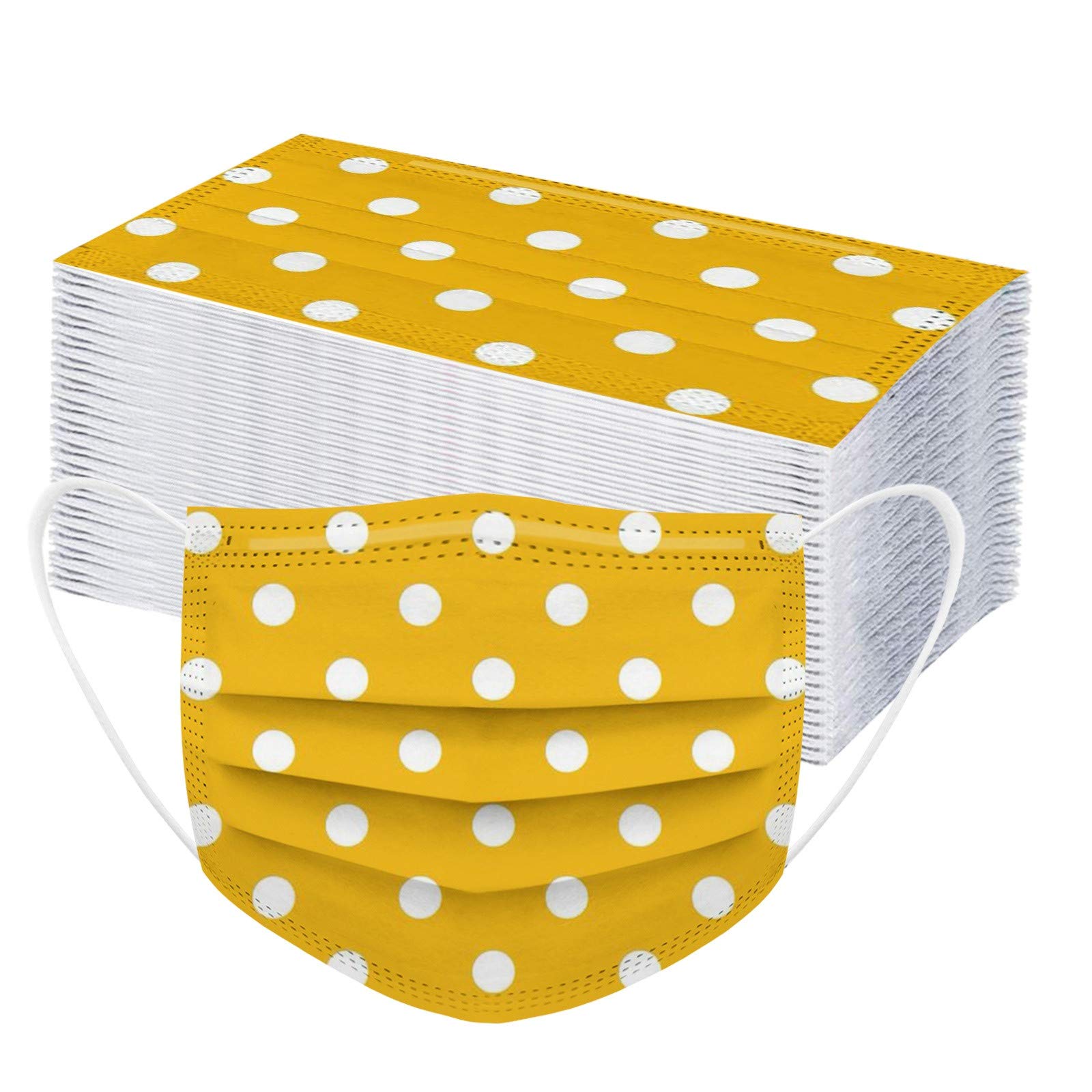 Polka Dot Disposable Face Masks - 50 PCS for Women, Full Face Protection - Party & Travel Use