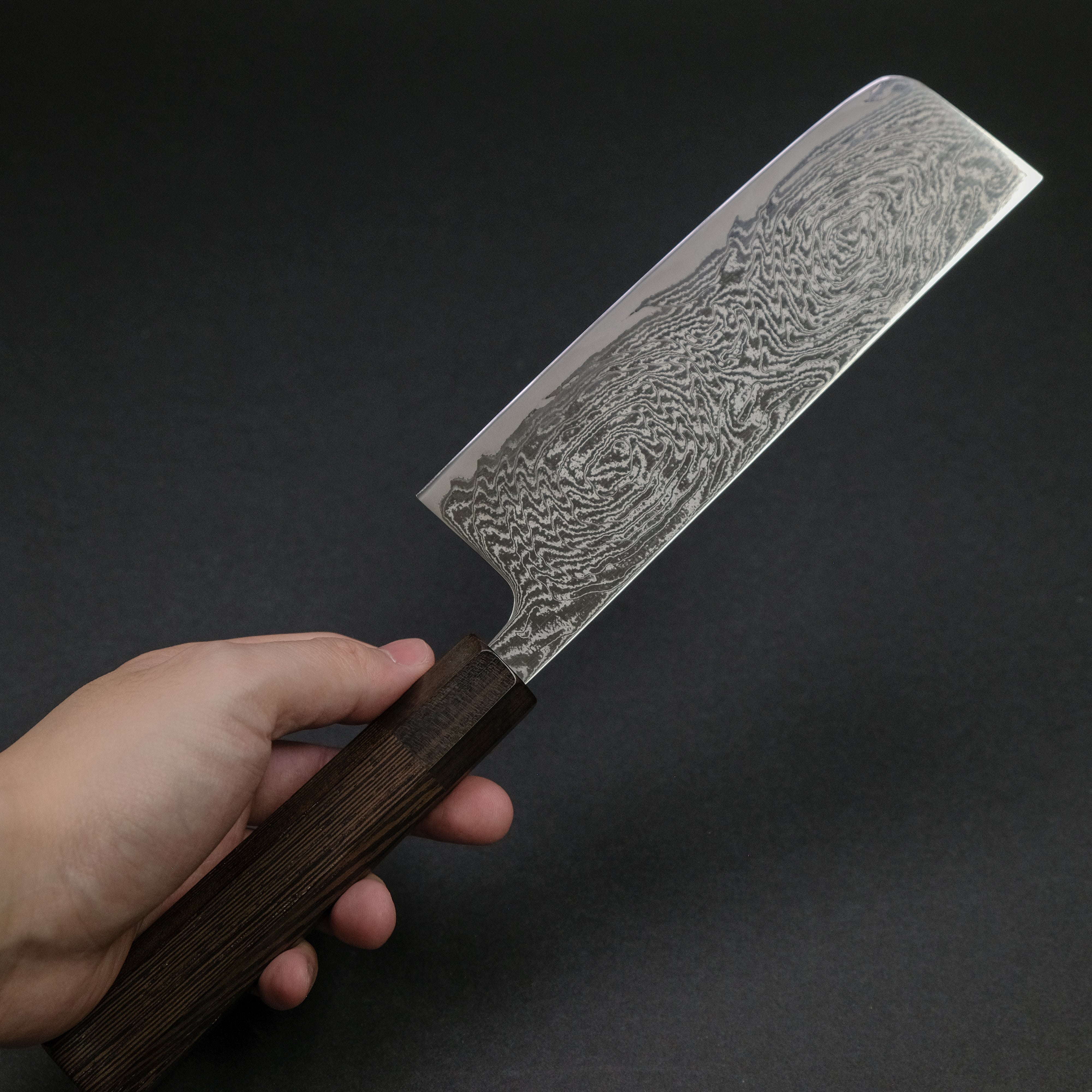 Hitohira Futana Nickel Damascus Nakiri Knife 165mm - Japanese Chef Knife with Tagayasan Wood Handle - Perfect for Slicing Vegetables, Fruits & Herbs in Professional & Home Kitchens