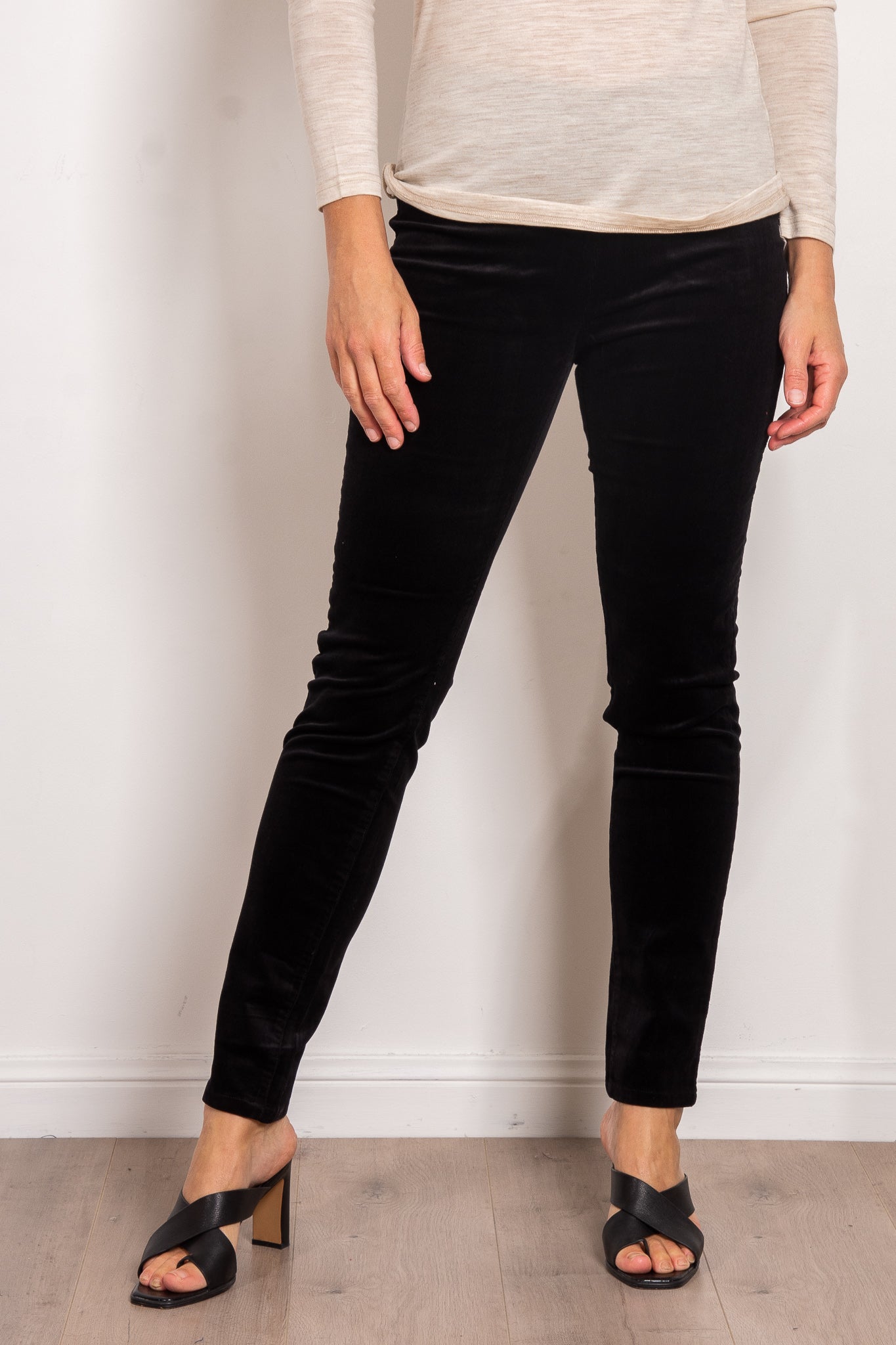 Vassalli Women's Fine Skinny Corduroy Pull On Pants - Stretch Comfort Fit High Waisted Trousers for Work, Office & Casual Wear