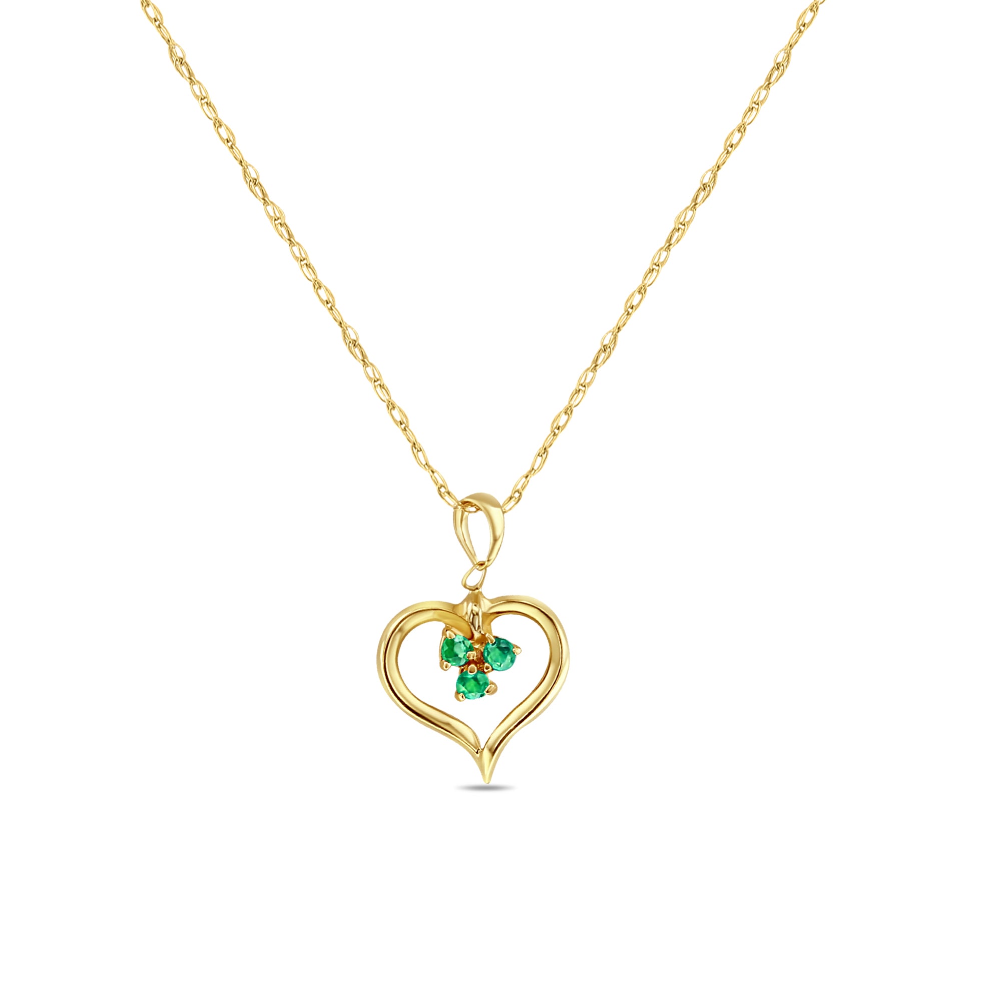 14K Yellow Gold Heart Shaped Emerald Pendant Necklace - Elegant Gift for Women, Anniversary, Valentine's Day & Special Occasions