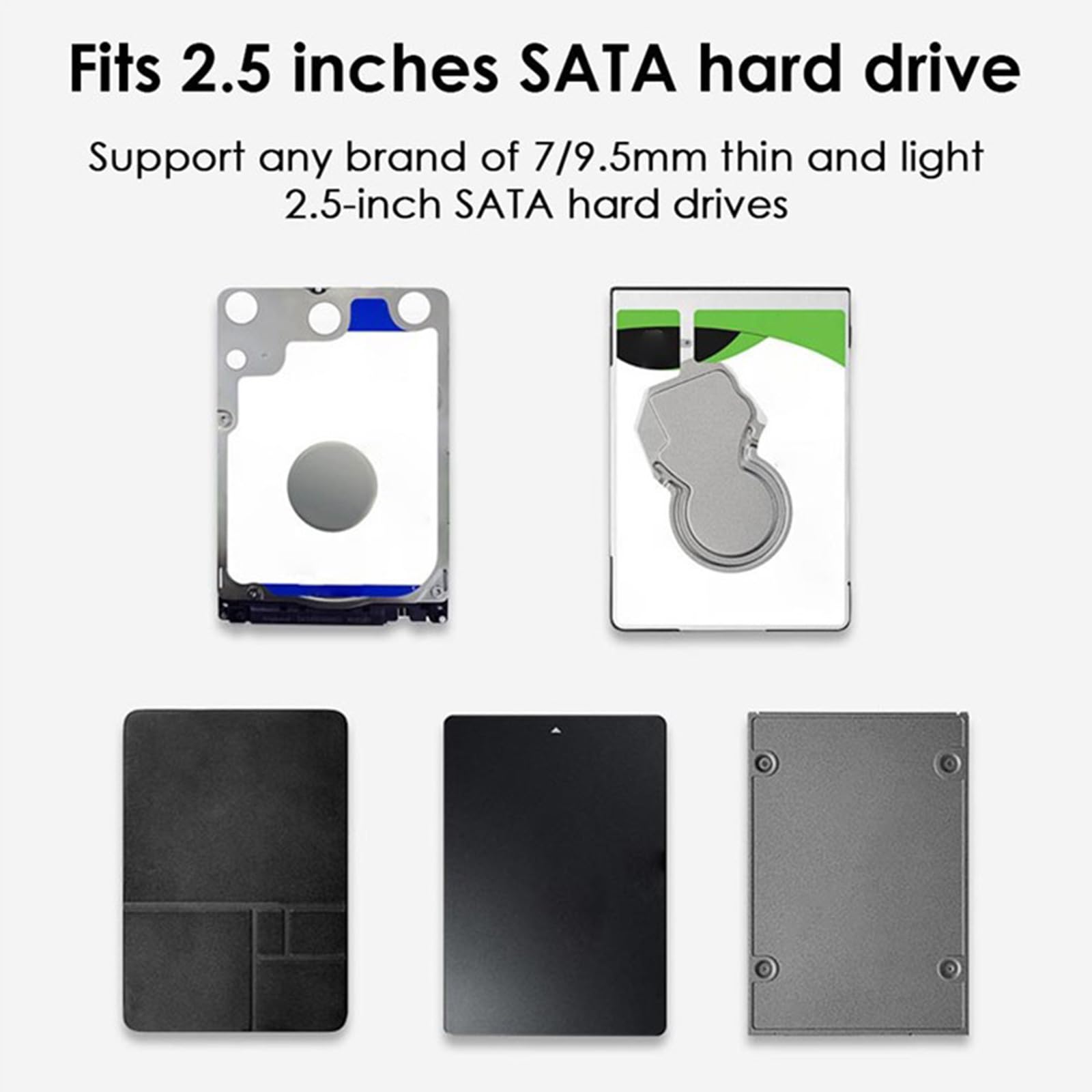 HOOLRZI 2.5 Inch USB 3.0 External Hard Drive Enclosure - 5Gbps SSD Case for Laptop & PC - Portable Storage Solution for Data Backup, File Transfer & Extra Storage Space