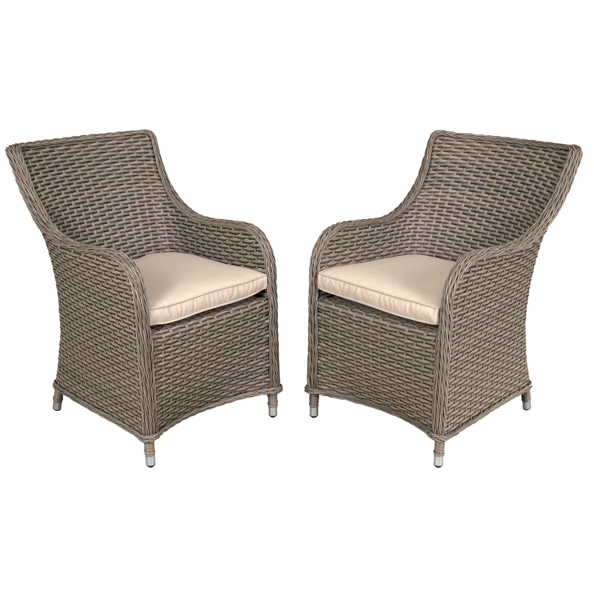 Premium Chester Rattan Wicker Garden Dining Chairs with Cushions - Weather-Resistant Brown Patio Furniture for Outdoor Dining & Backyard Relaxation | Set of 2 DG64