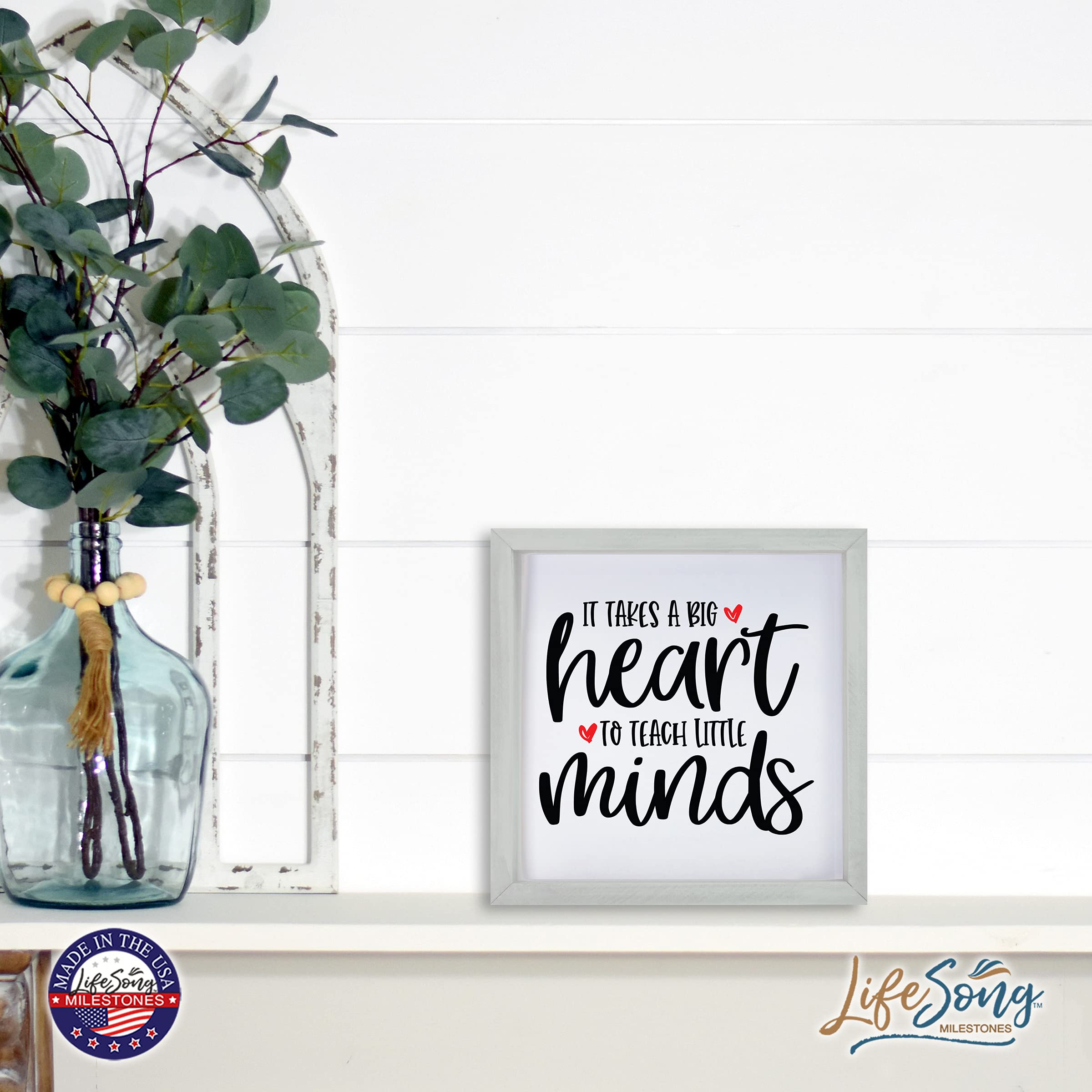 LifeSong Milestones Custom 7x7 Inch Framed Wooden Wall Art - Inspirational & Funny Modern Quotes Shadow Box Hanging Decor - Perfect for Home Office, Nursery, or Gift (Gray)