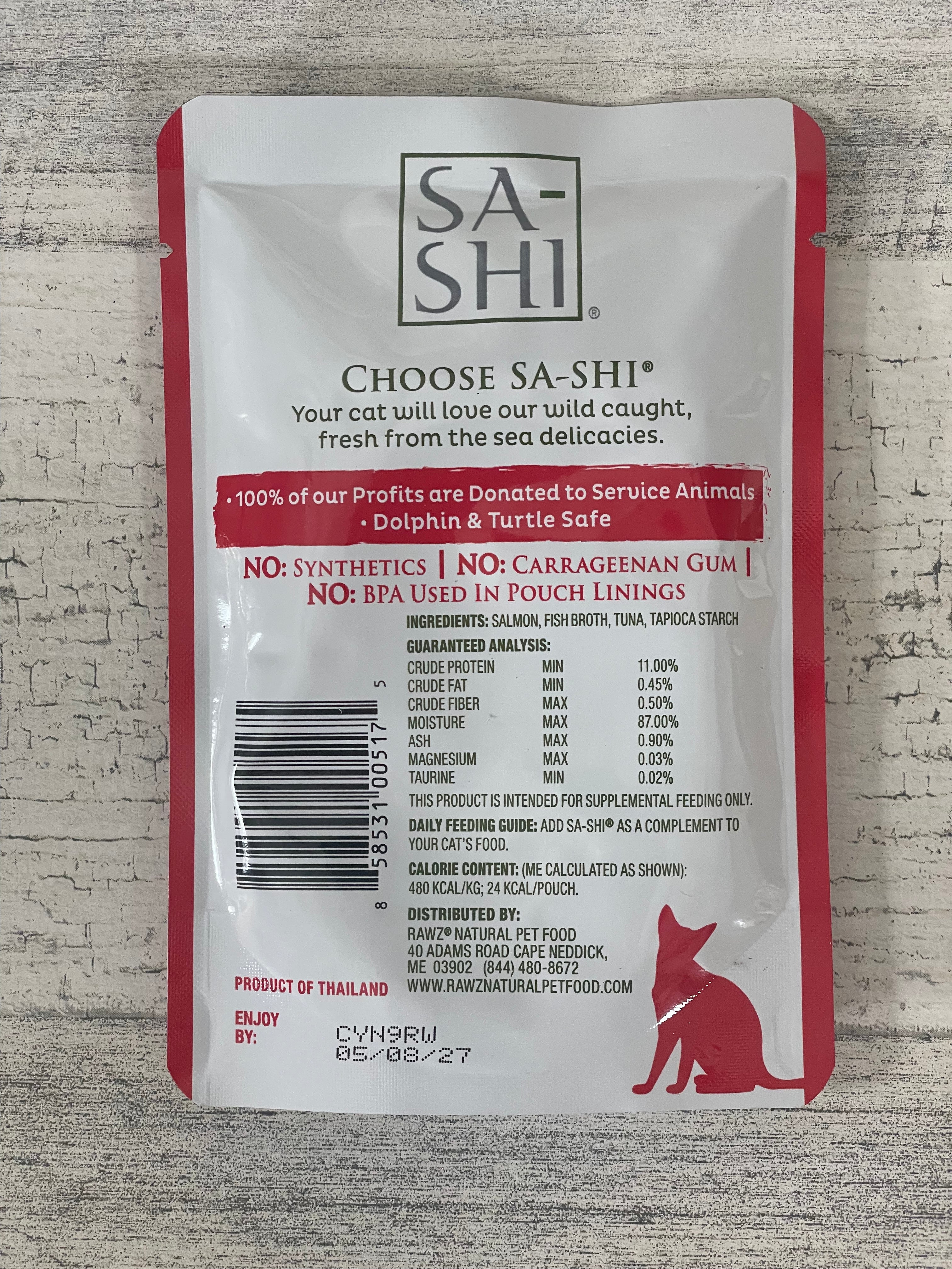 RAWZ Sa Shi Salmon & Tuna Pouch - Grain-Free Wet Cat Food for Adult Cats - High Protein, Natural Ingredients - Perfect for Picky Eaters & Indoor Cats