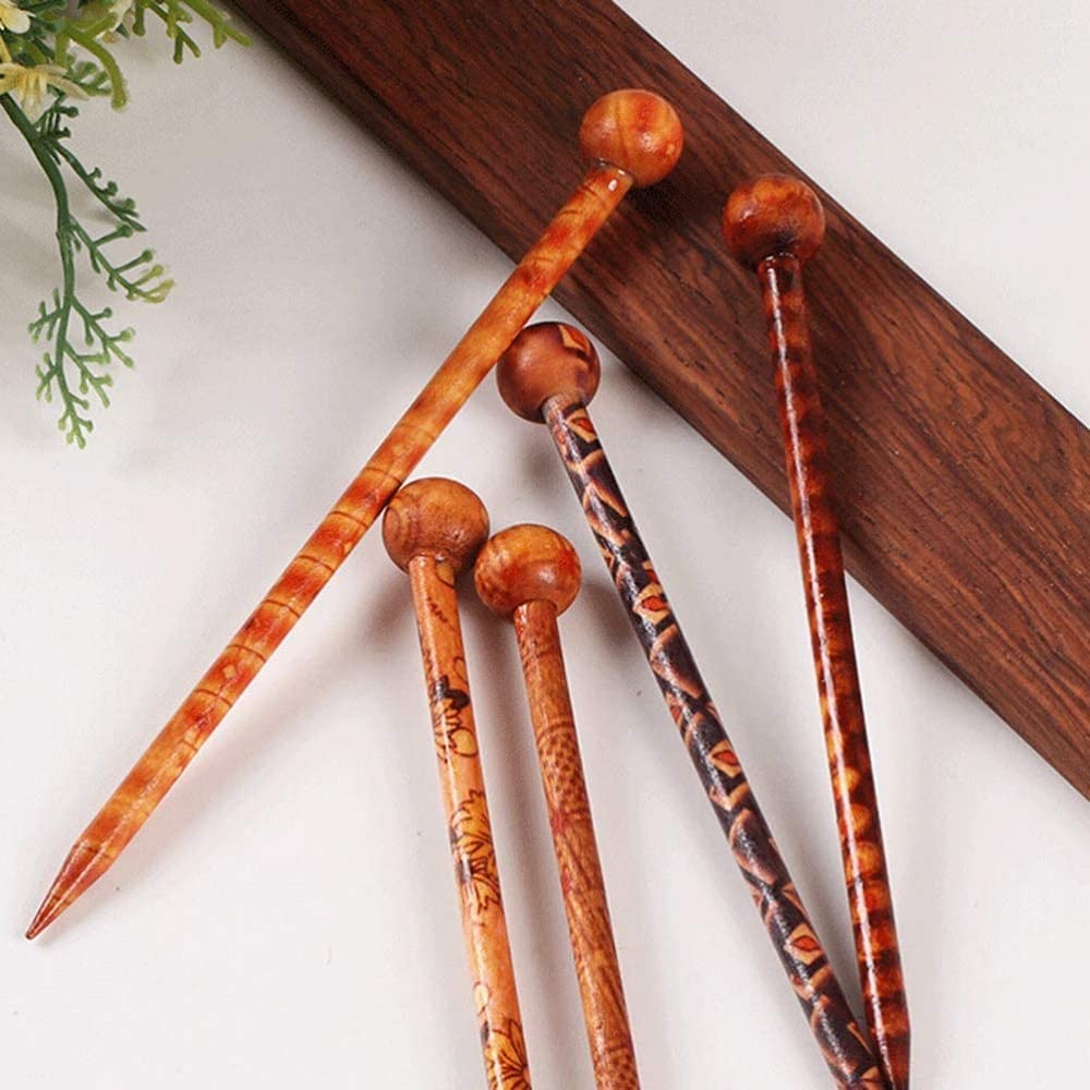 6 Pack Wooden Hair Sticks for Women & Girls - Natural Bun Updo Hair Pins, Hair Accessories for Everyday Wear, Weddings & Special Occasions