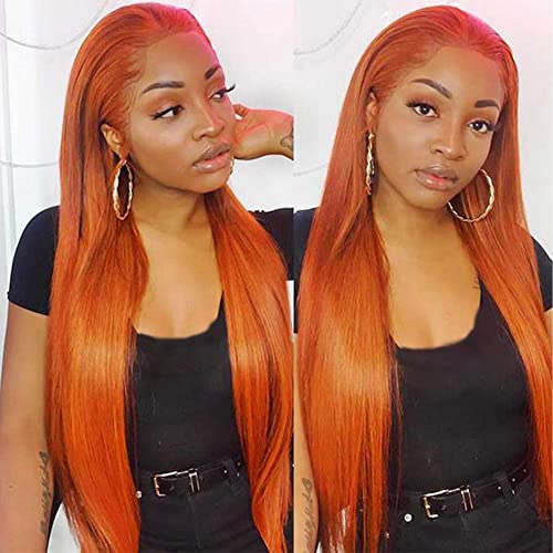 Flady Copper Wigs for Black Women - Human Hair Glueless Ginger Orange HD Lace Front Wigs with Pre-Plucked Soft Transparent Lace | Natural Look for Daily Wear & Special Occasions