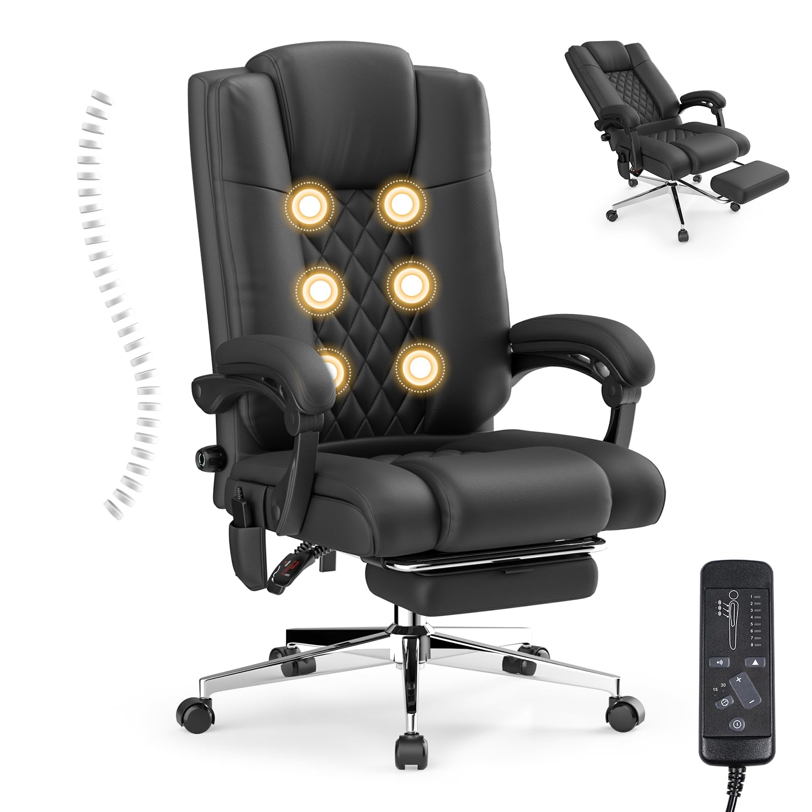 Premium Ergonomic Executive Office Chair with Adjustable Lumbar Support & Footrest - Big and Tall High Back Computer Chair for Home & Office - Perfect for Long Work Hours, Gaming & Remote Work (Black)