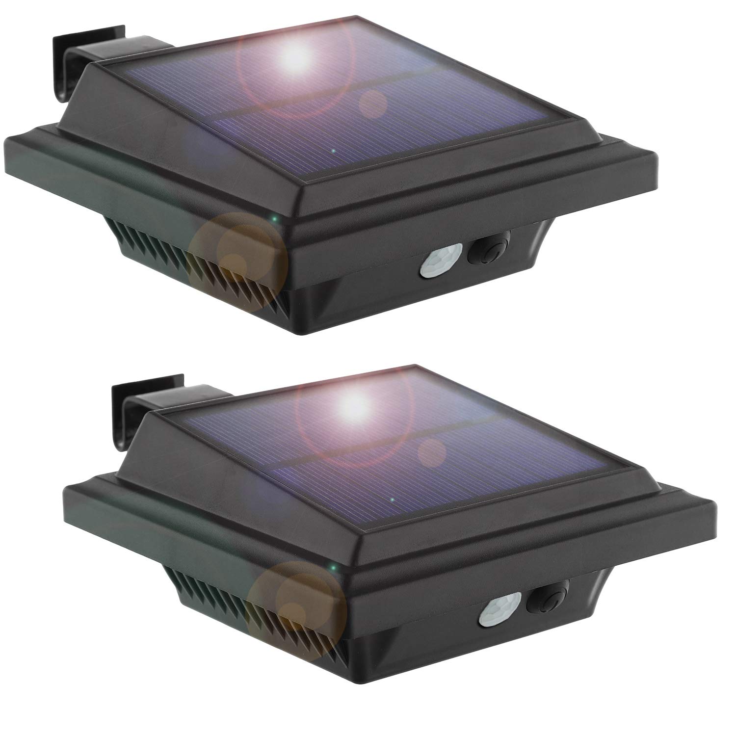 25 LED Solar Motion Sensor Lights Outdoor - 2W PIR Security Night Lights for Garden, Black Cool White (2 Pack) - Perfect for Pathways, Driveways & Patio Lighting