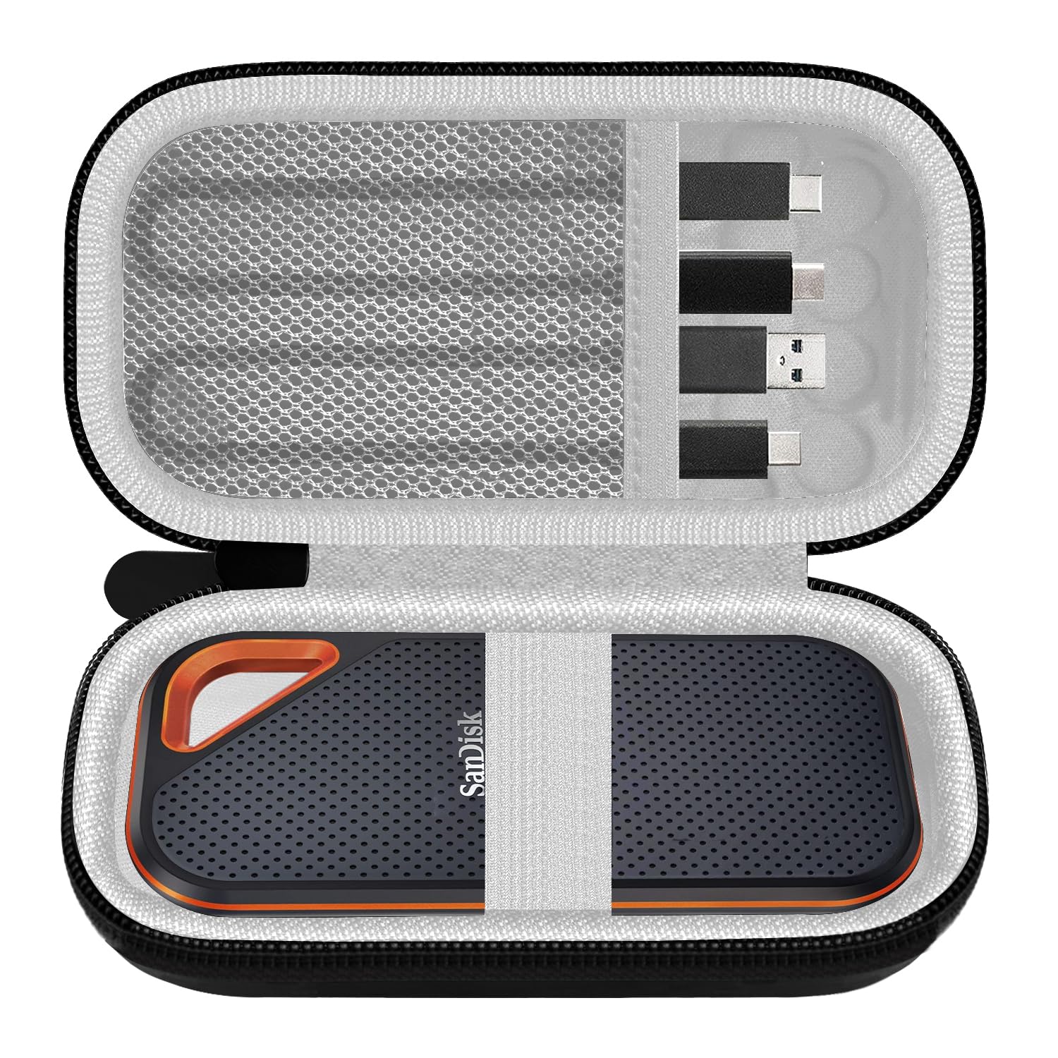 Shockproof Water Resistant Protective Case for SanDisk Extreme Portable SSD 1TB 2TB 500GB - EVA Hard Travel Storage Bag for SanDisk External USB-C Solid State Drive (Black) | Perfect for Travel, Outdoor Adventures & Daily Commute Protection