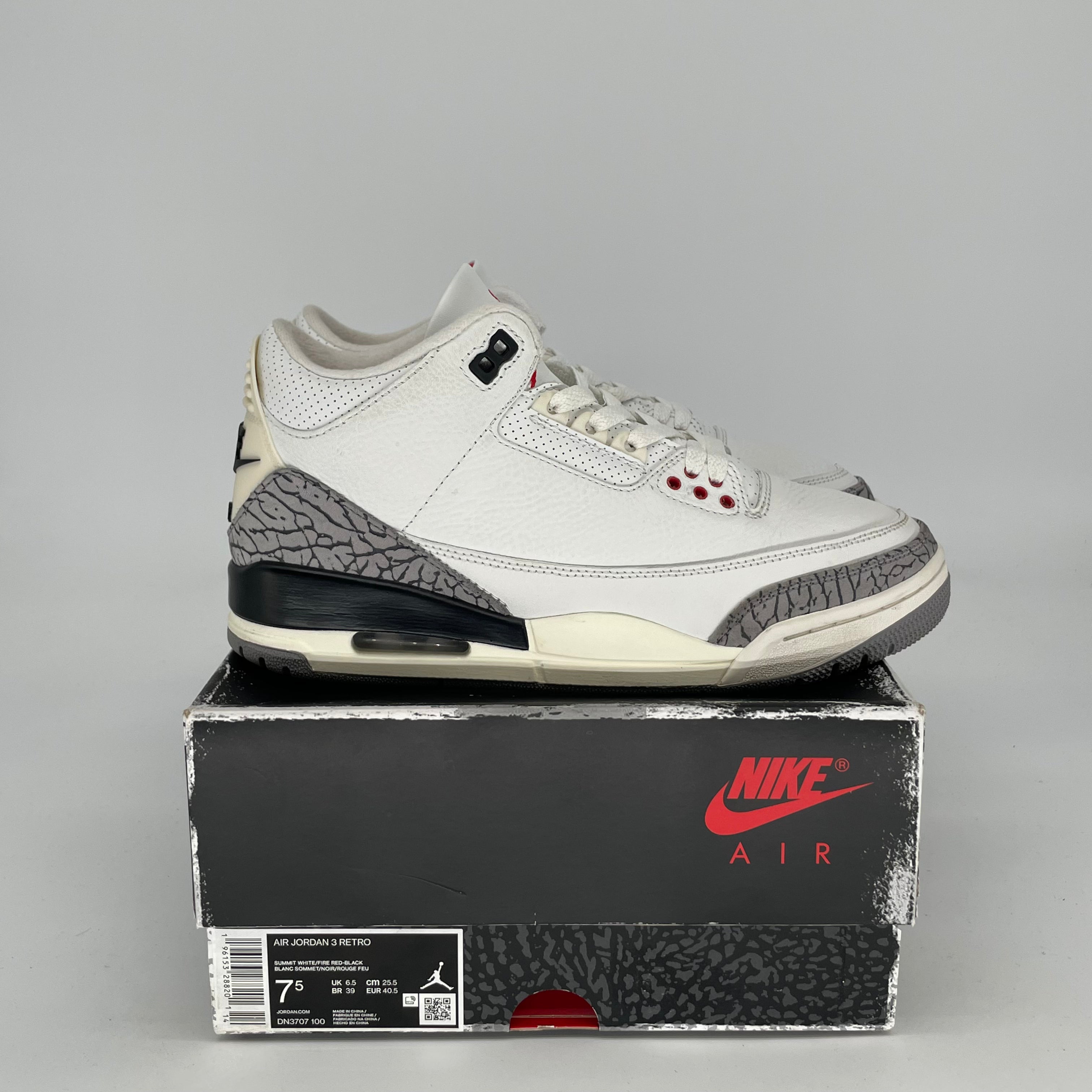 Original Air Jordan 3 White Cement Reimagined - Men's Size 7.5 / Women's Size 9W (DN3707-100) - Retro Basketball Sneakers for Streetwear & Casual Outfits