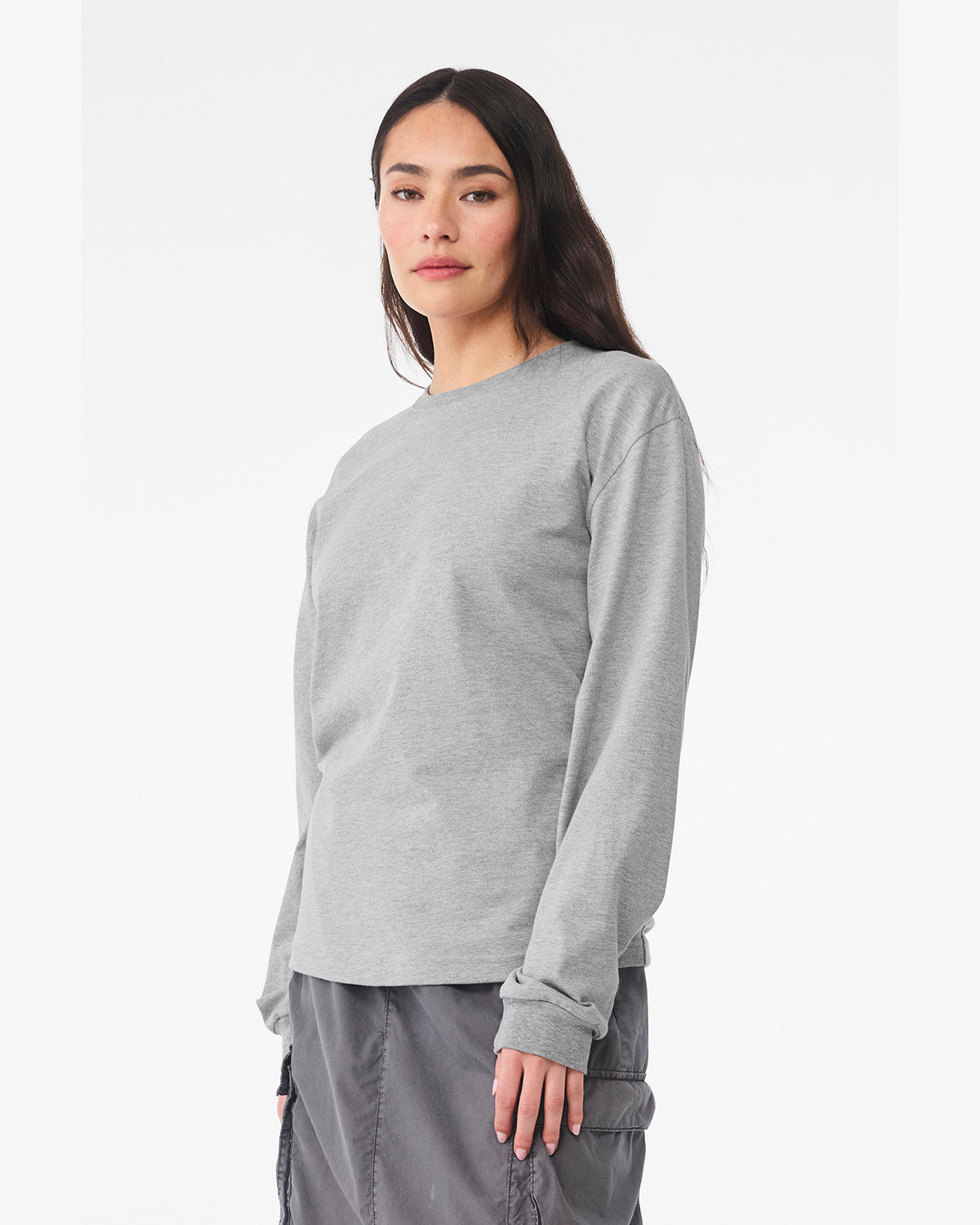 Bella + Canvas 3511 Unisex 6oz Heavyweight Long Sleeve T-Shirt - Soft Cotton Crewneck Tee for Men & Women - Perfect for Casual Wear, Workouts & Layering