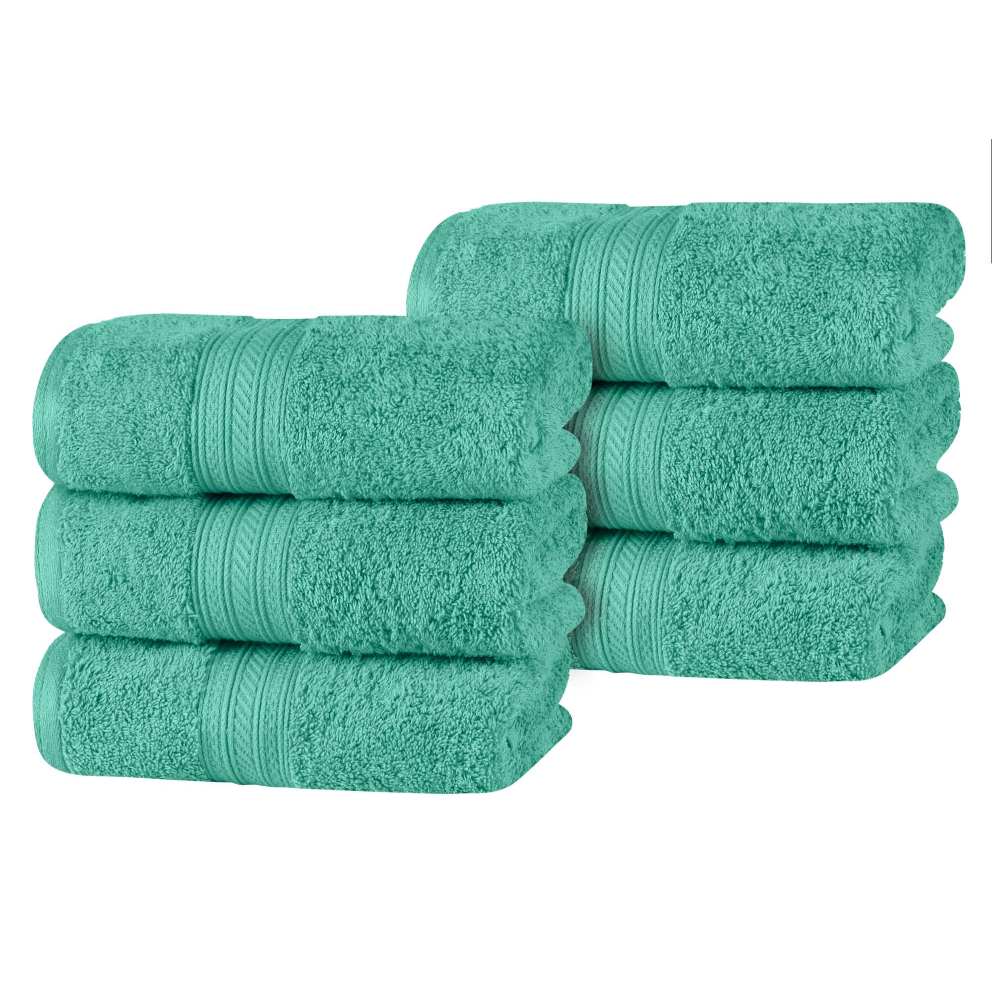 Premium 6-Pack Atlas Cotton Plush Absorbent Heavyweight Luxury Hand Towels - Soft & Quick-Drying for Bathroom, Kitchen, and Spa Use