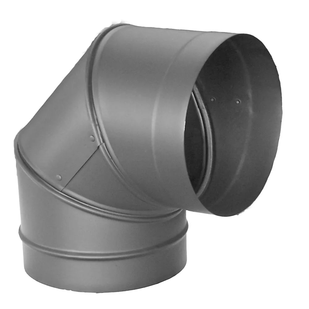 DuraVent DuraBlack 90 Degree Elbow - High Efficiency Stainless Steel Chimney Pipe for Wood Stove & Fireplace Venting - Perfect for Home Heating, Outdoor Fire Pits & DIY Installations