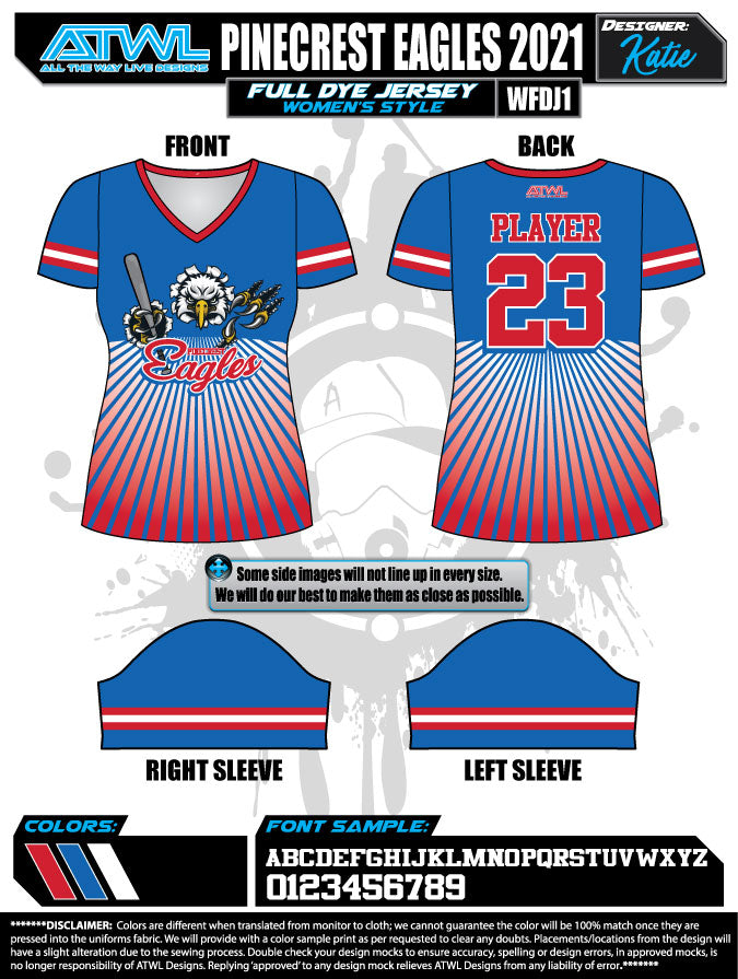 2021 Pinecrest Spring Women's Full Dye Team Jerseys - Breathable & Stylish for Soccer, Basketball & Sports Events
