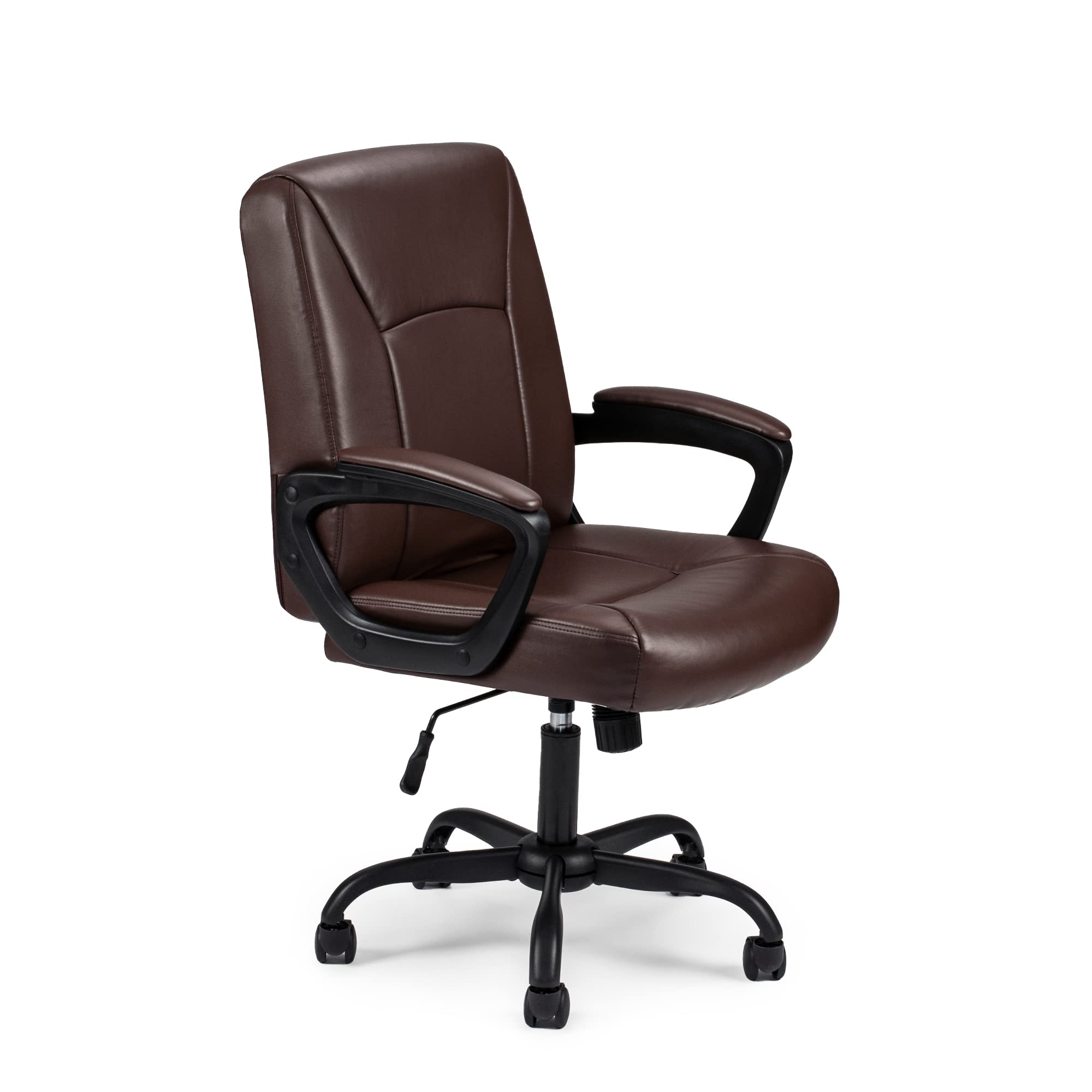Poundex Lux Office Chair - Ergonomic Executive Desk Chair with Adjustable Height & Lumbar Support, Brown - Perfect for Home Office, Gaming & Workspace