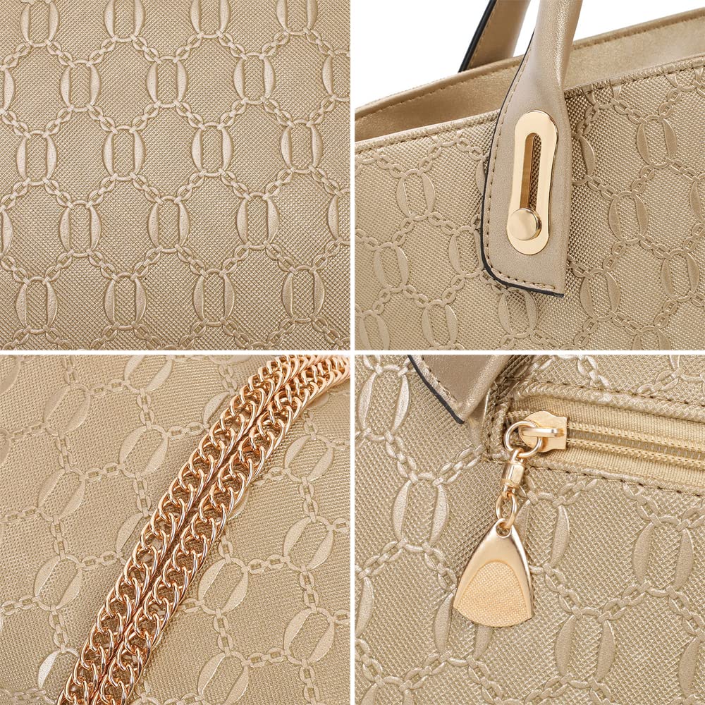 **Dayfine 4-Piece Women's Handbag Set - Printed Leather Tote, Crossbody Shoulder Bag, Wallet & Clutch - Cute Bear Design for Work, Travel & Daily Use**