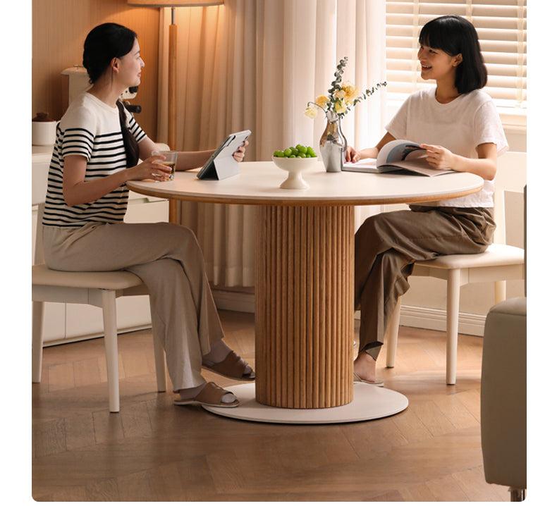 Solid Oak Wood Modern Rocking Dining Table - Perfect for Farmhouse, Rustic & Contemporary Dining Rooms