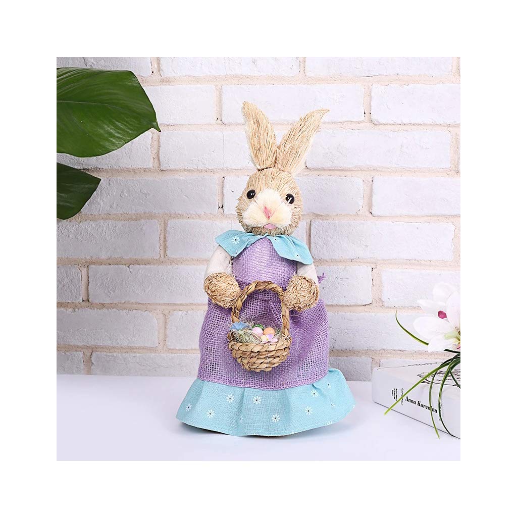 Adorable Straw Rabbit with Carrots - Easter Bunny Decor for Home, Garden, Wedding & Holiday Party Decorations | Perfect for Easter Celebrations, Spring Home Decor, and Outdoor Garden Displays