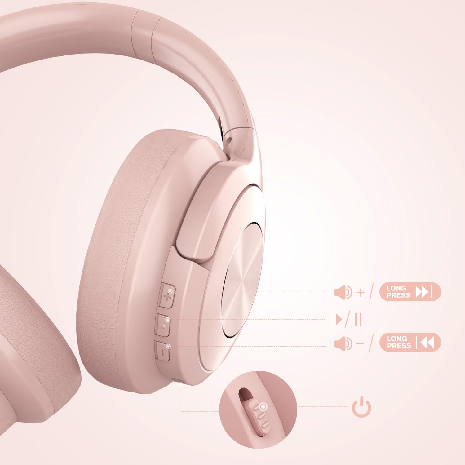 Wireless Bluetooth Headphones Over Ear - 70 Hours Playtime, HiFi Stereo, Deep Bass, Foldable, Lightweight with Soft Earmuffs & Built-in Mic - Perfect for Phone Calls, TV, Travel & Commuting