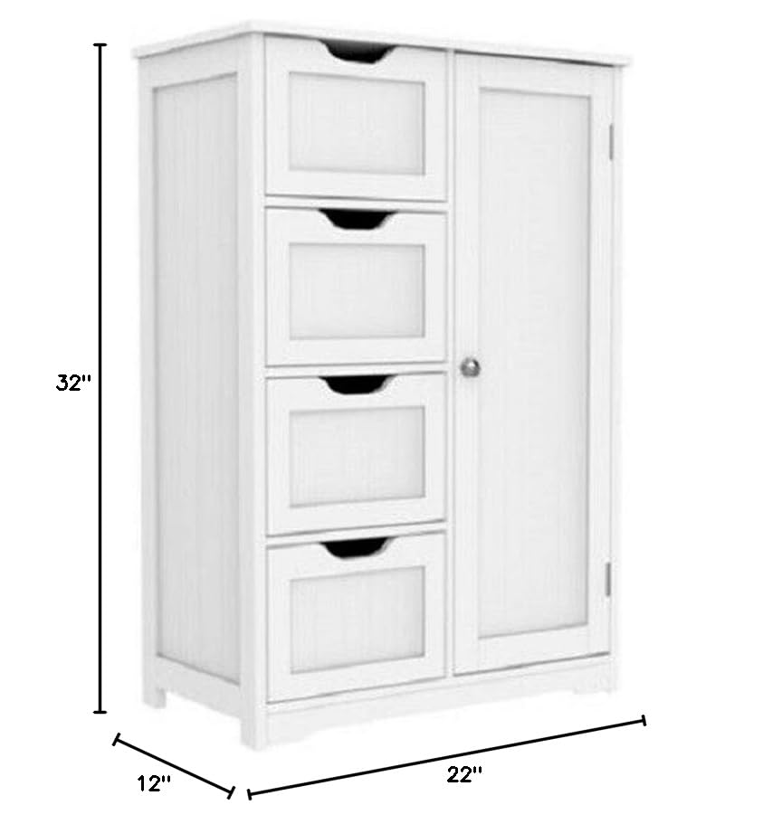 White MDF Bathroom Storage Cabinet - 22