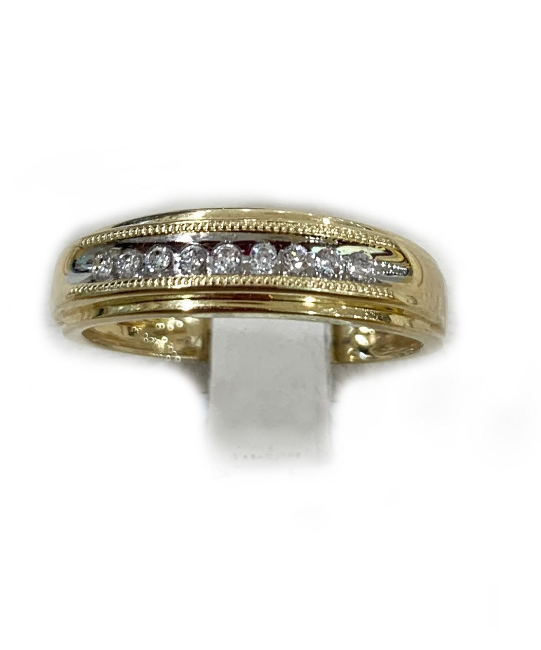 14K Yellow Gold Men's Diamond Wedding Band Ring - Elegant & Durable for Everyday Wear, Anniversary & Special Occasions