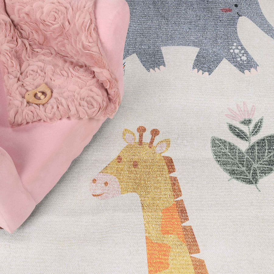 Non-Slip Animal Safari Playroom Rug for Kids - Soft Indoor Play Mat for Nursery, Bedroom & Play Area