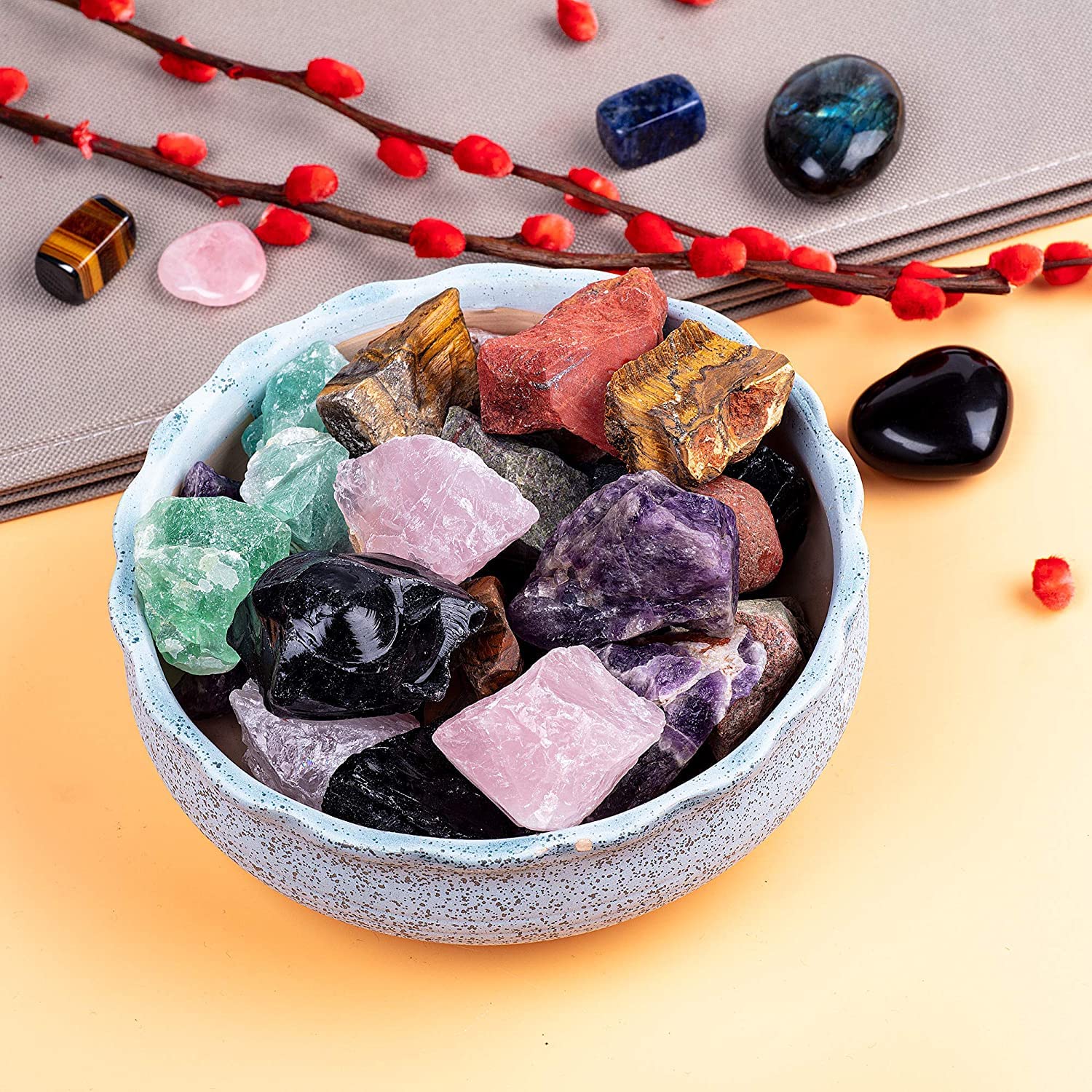 100% Authentic Raw Natural Crystal Stone Set for Healing, Meditation & Energy Work - Allegiance Mix Stone Lot for Spiritual Growth & Home Decor