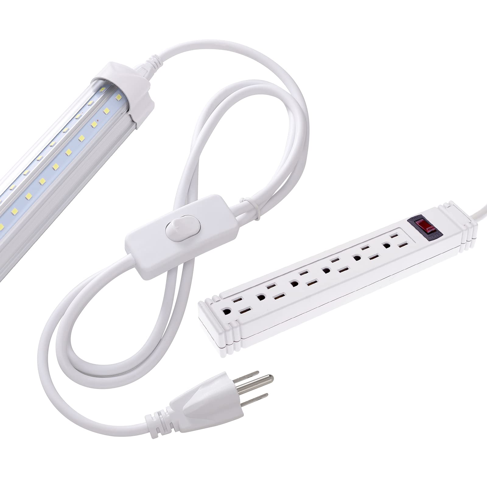 Waterproof LED Wire Connector Power Cord with On/Off Switch - 6ft T5 T8 LED Tube Extension Cable with US Plug - Durable Lighting Solution for Home, Office & Commercial LED Fixtures Installation