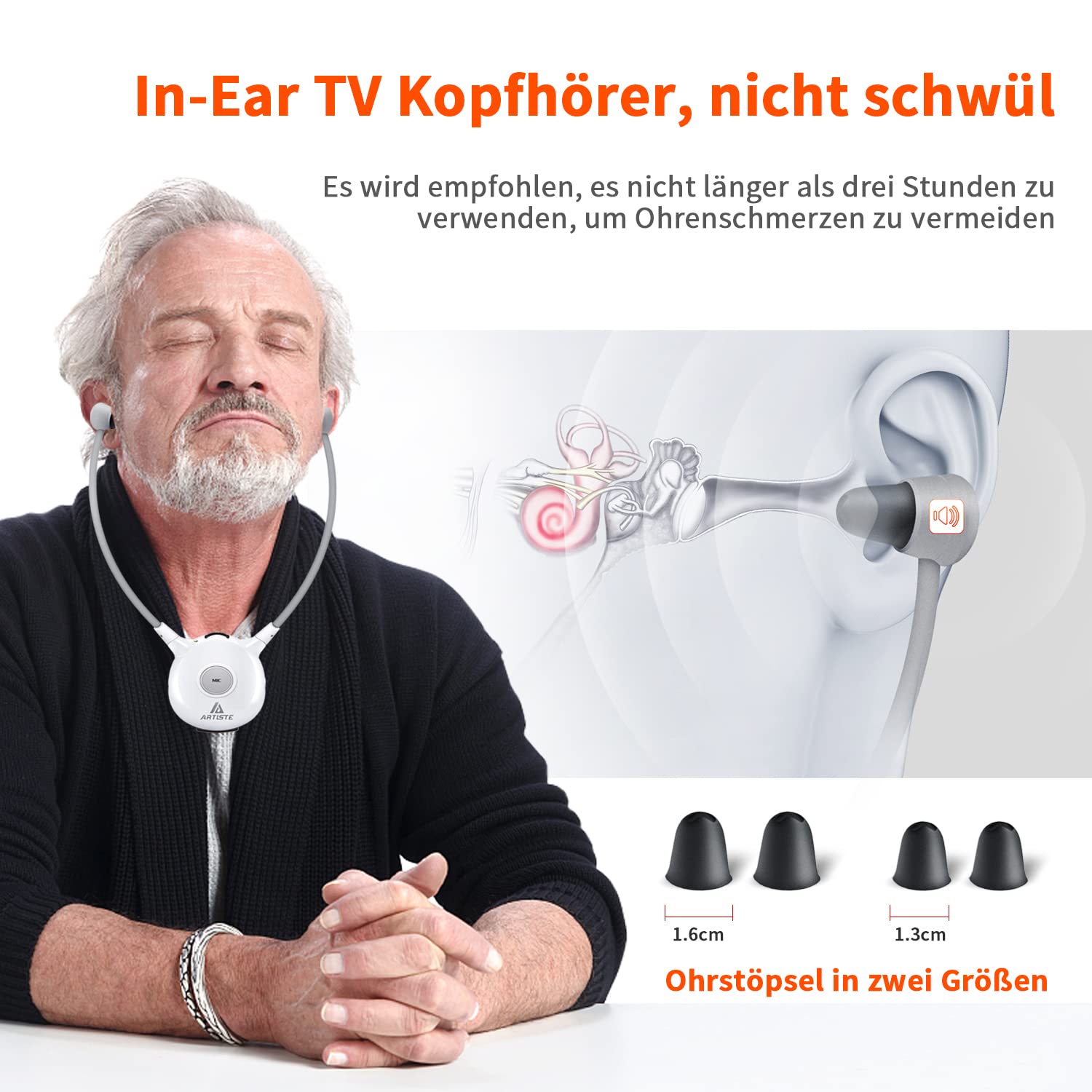 Wireless TV Headphones 2.4GHz APH100 with 3.5mm Base Station & RCA Connection - Includes 2 Rechargeable Batteries & Ear Cushions - Perfect for Late Night TV Watching, Gaming & Home Theater Systems