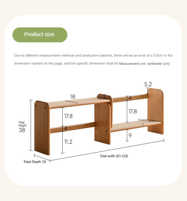 Solid Wood Kids Bookshelf - Beech, Oak, Poplar - Multi-Functional Storage Shelf for Bedroom, Playroom & Nursery Organization