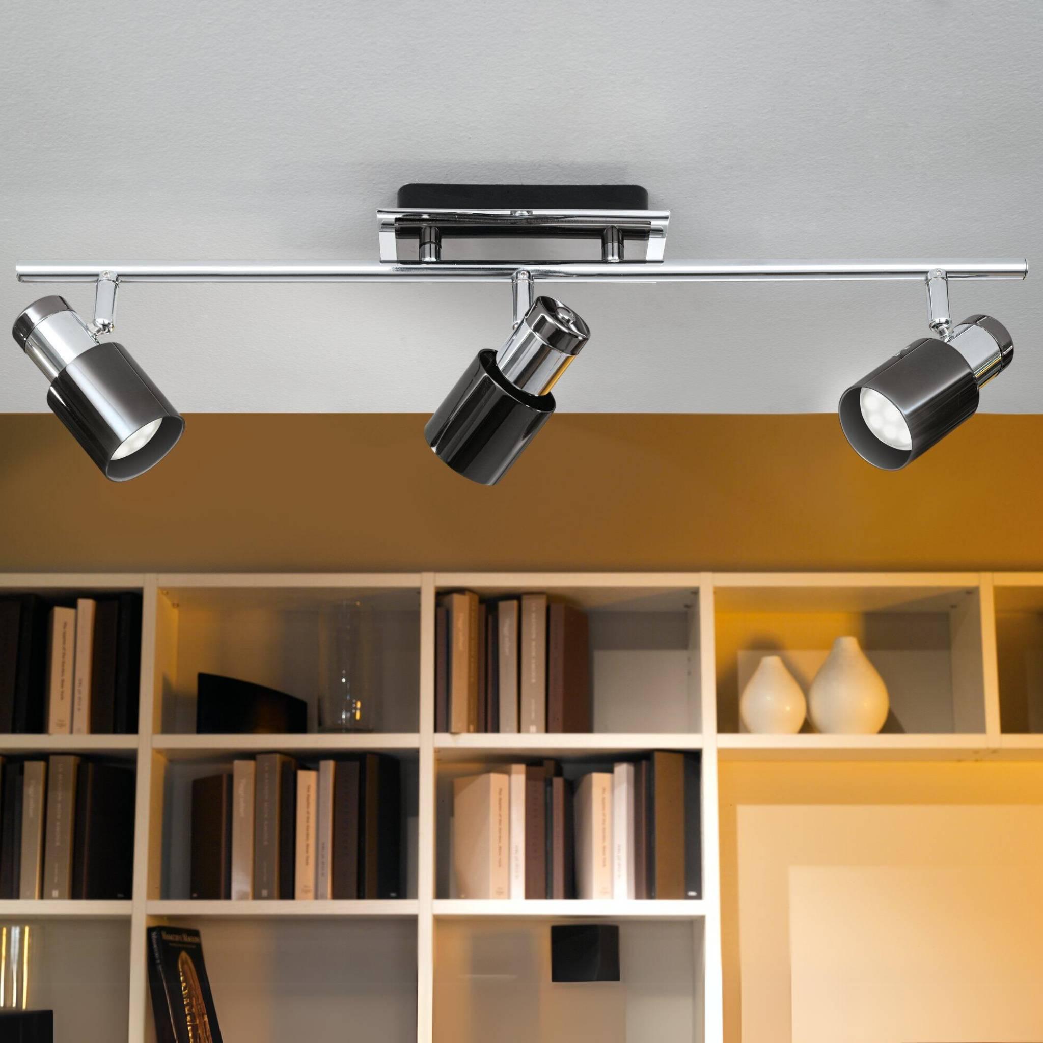 Eglo Davida 1 Modern 3-Light Bar Spotlight in Black Nickel & Chrome Finish - Perfect for Kitchen Island Lighting, Dining Room Accent, or Contemporary Living Room Decor