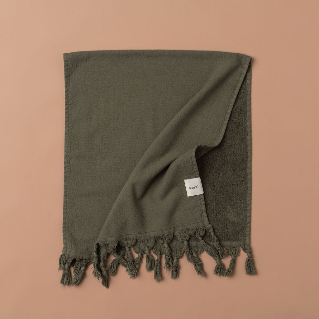 Vintage Wash Bath Sheet Bundle - Soft & Absorbent Olive Green Towel Set for Spa, Bathroom & Beach | Eco-Friendly & Luxurious