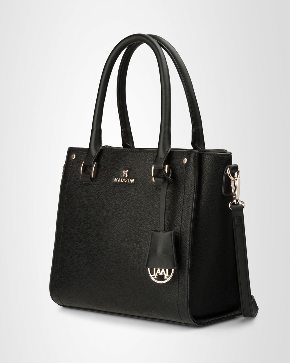 Angie Medium 3 Compartment Satchel Bag with Metallic Stripe Strap - Stylish Crossbody Purse for Women, Work, Travel & Everyday Use