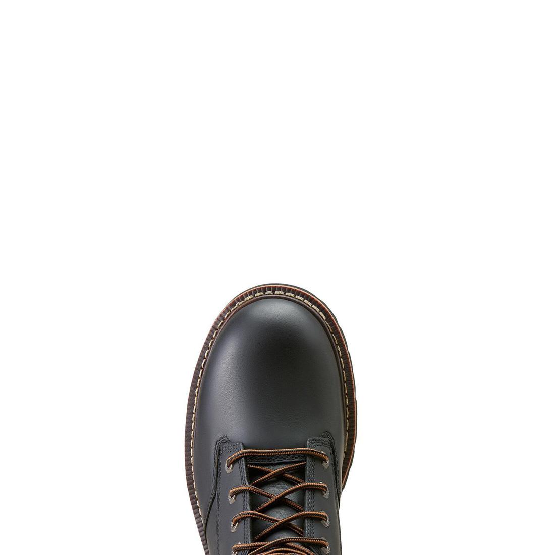 **Waterproof Logger Boots for Men - Soft Toe Shock Shield Work Boots - Black - Ideal for Construction, Hiking & Outdoor Work**
