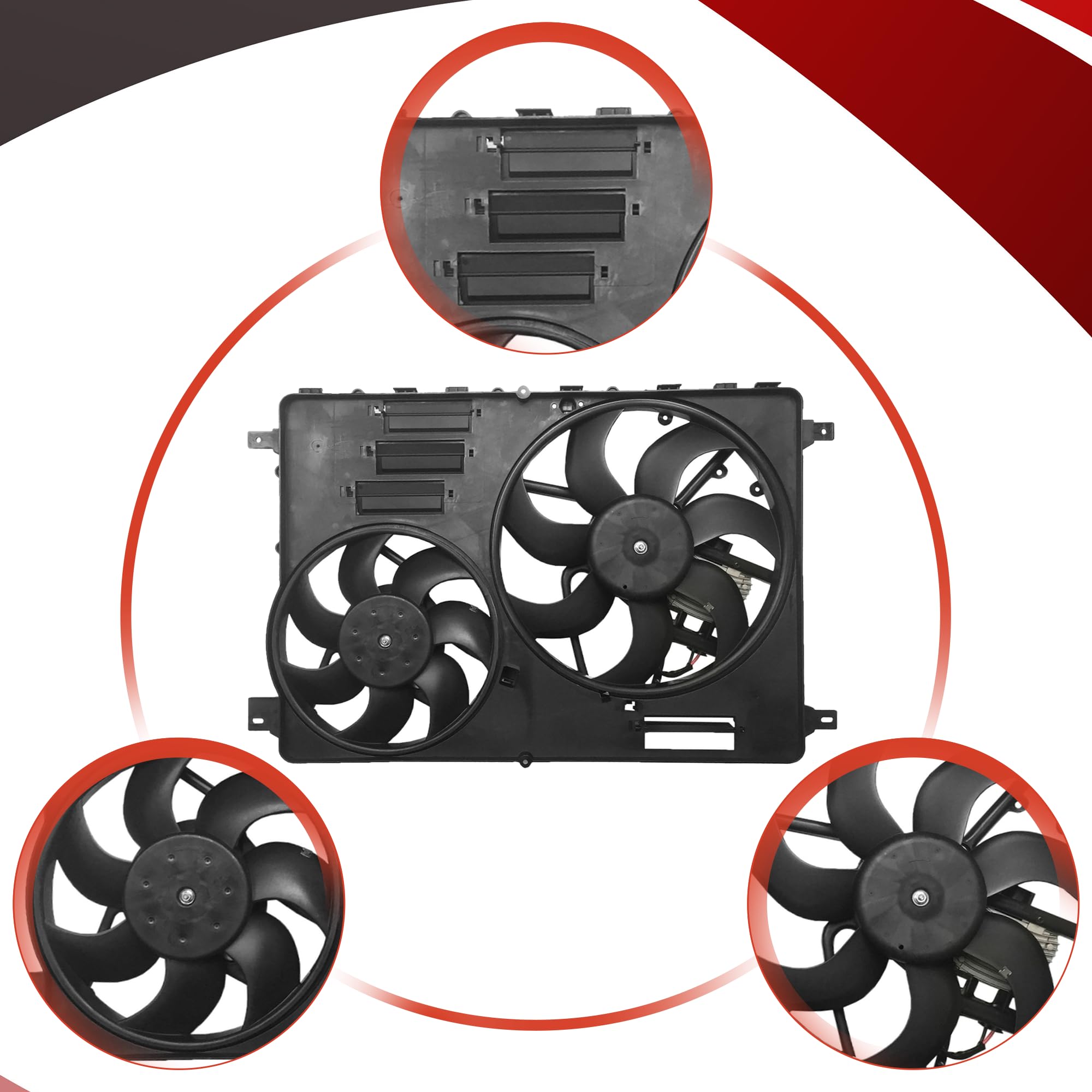 PartsFlow Engine Radiator Cooling Fan Assembly Compatible with 2015-2016 Land Rover Discovery Sport, 2012-2016 Range Rover Evoque & 2013-2015 LR2 (LR045248) - Perfect for Off-Road Adventures & Daily Commutes
